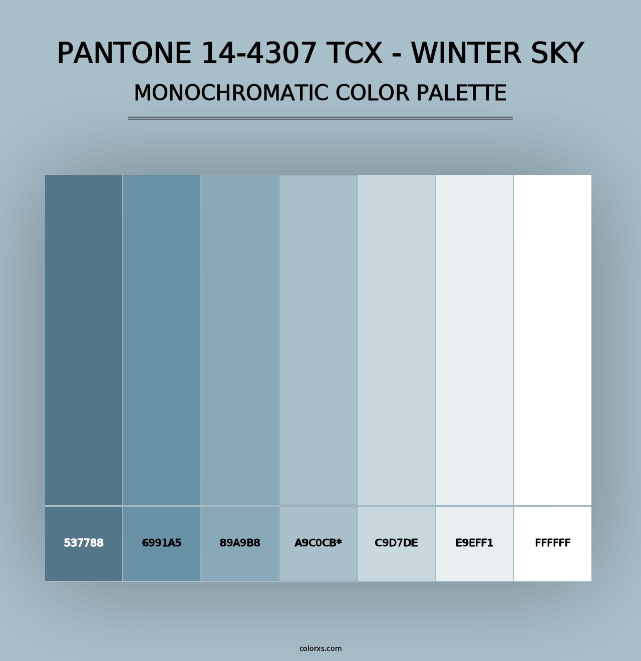 PANTONE 14-4307 TCX - Winter Sky - Monochromatic Color Palette