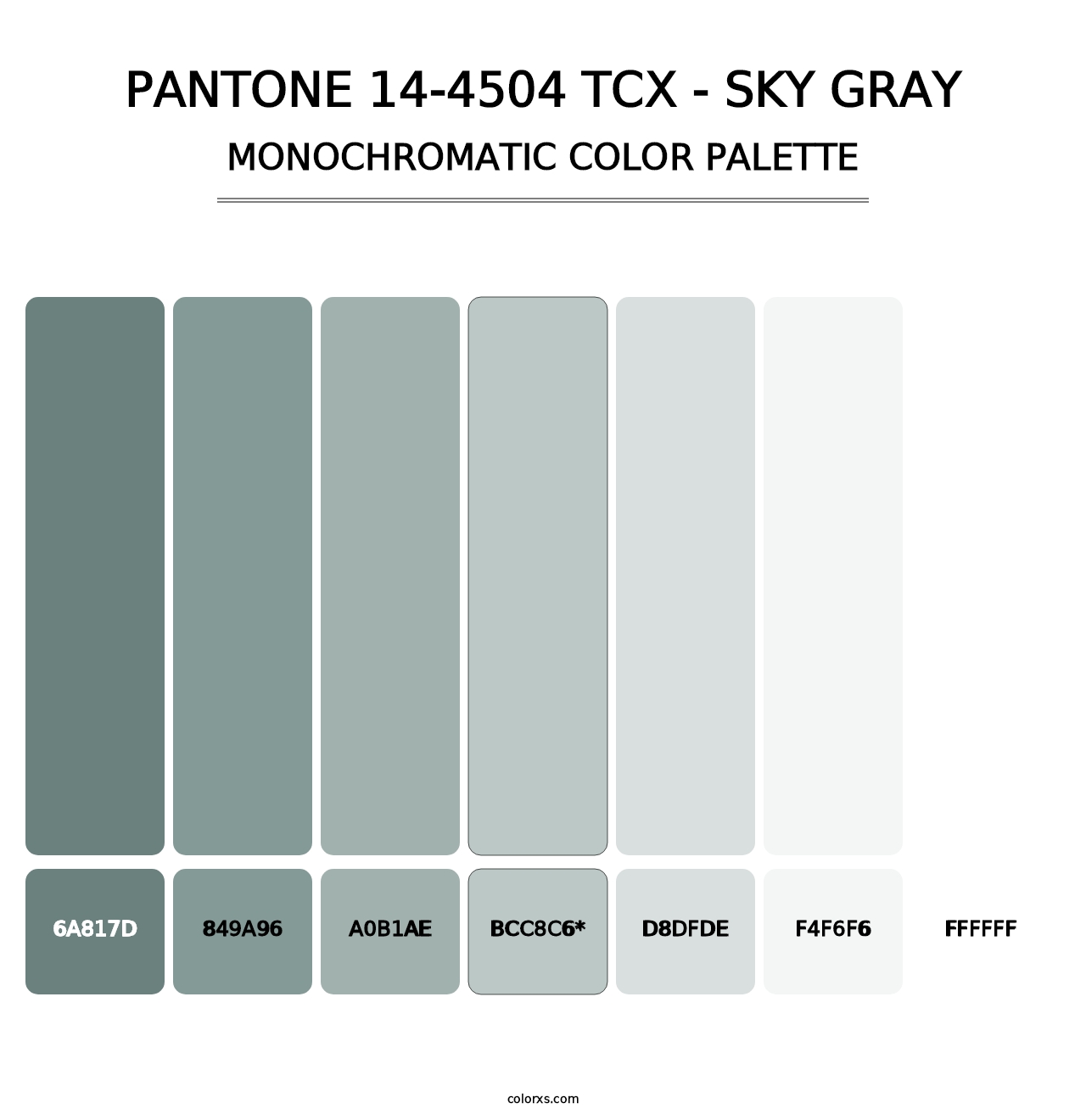 PANTONE 14-4504 TCX - Sky Gray - Monochromatic Color Palette