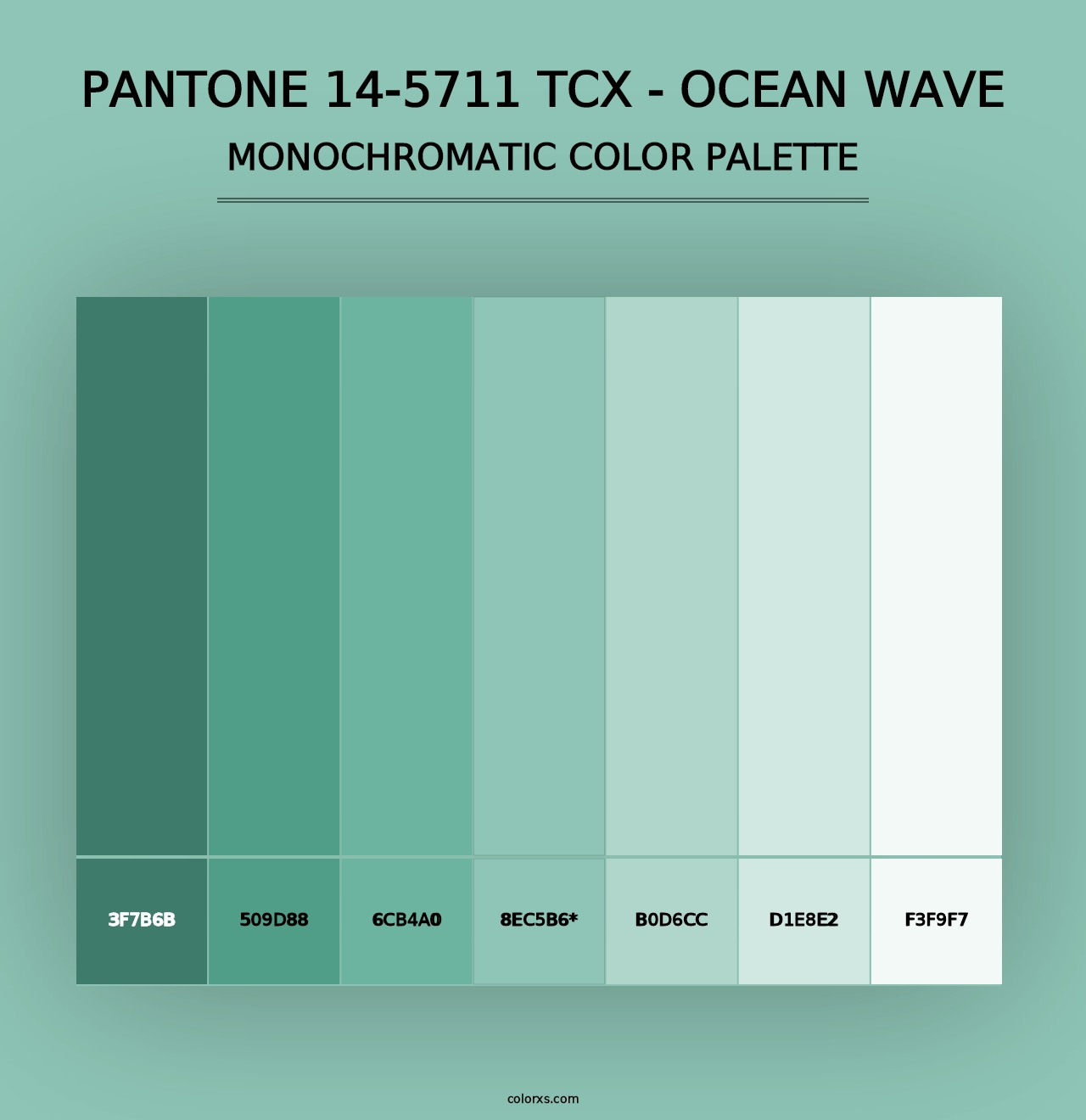 PANTONE 14-5711 TCX - Ocean Wave - Monochromatic Color Palette