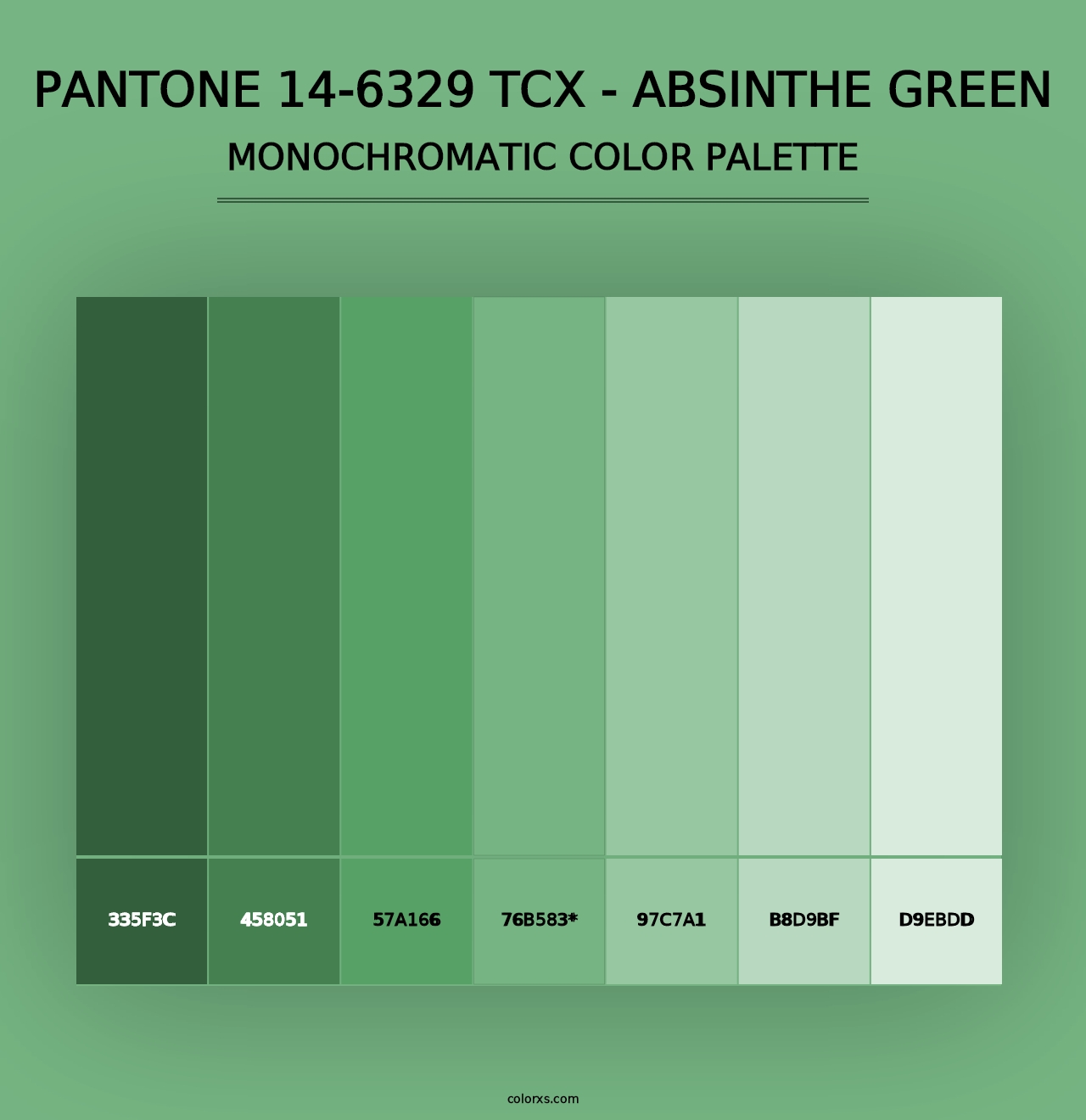 PANTONE 14-6329 TCX - Absinthe Green - Monochromatic Color Palette