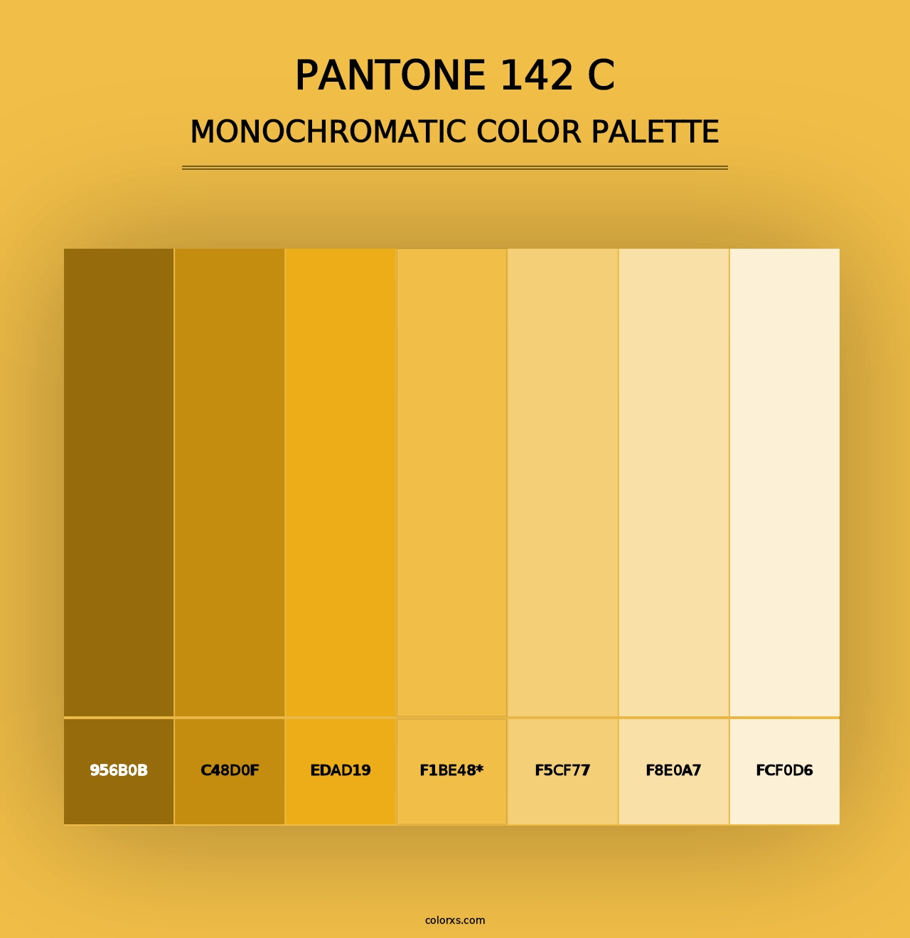 PANTONE 142 C - Monochromatic Color Palette