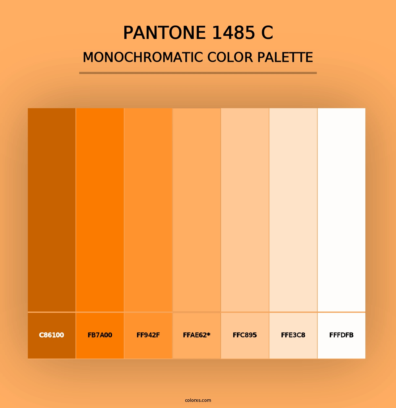 PANTONE 1485 C - Monochromatic Color Palette