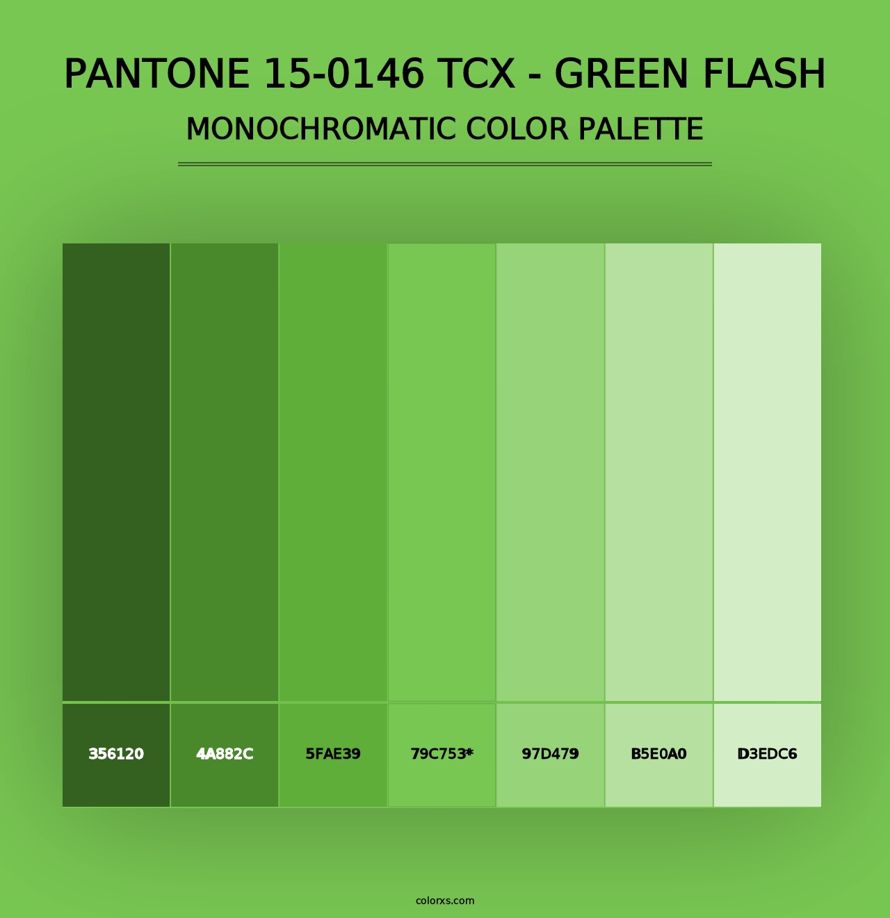 PANTONE 15-0146 TCX - Green Flash - Monochromatic Color Palette