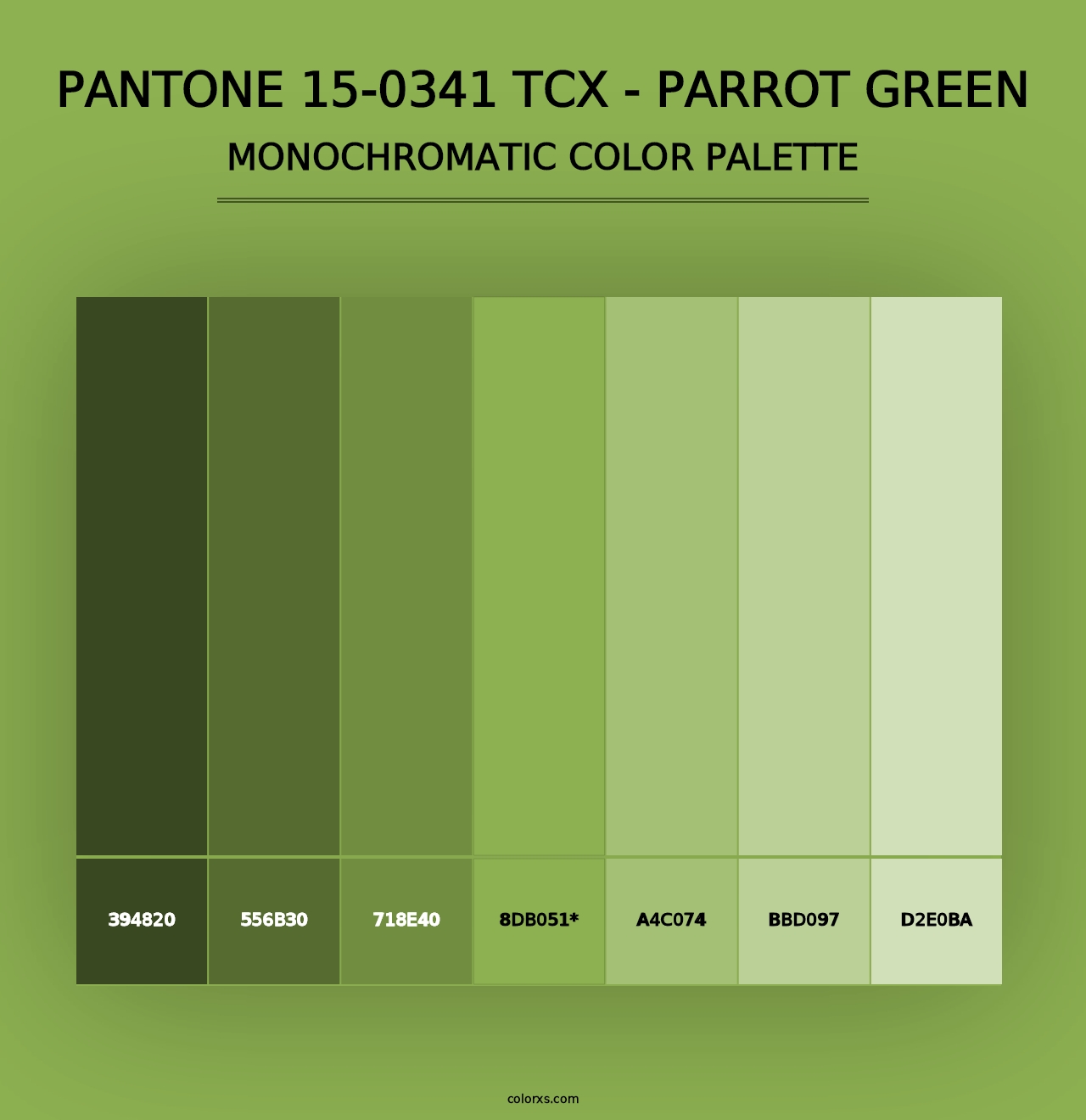 PANTONE 15-0341 TCX - Parrot Green - Monochromatic Color Palette