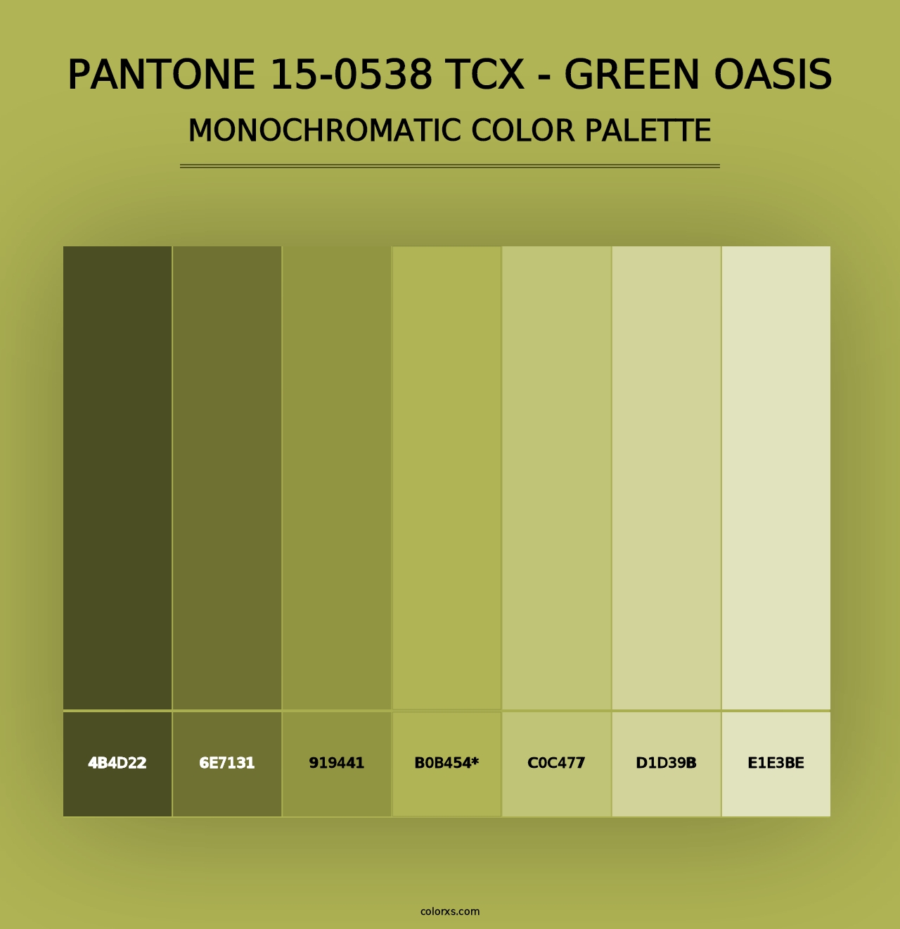 PANTONE 15-0538 TCX - Green Oasis - Monochromatic Color Palette