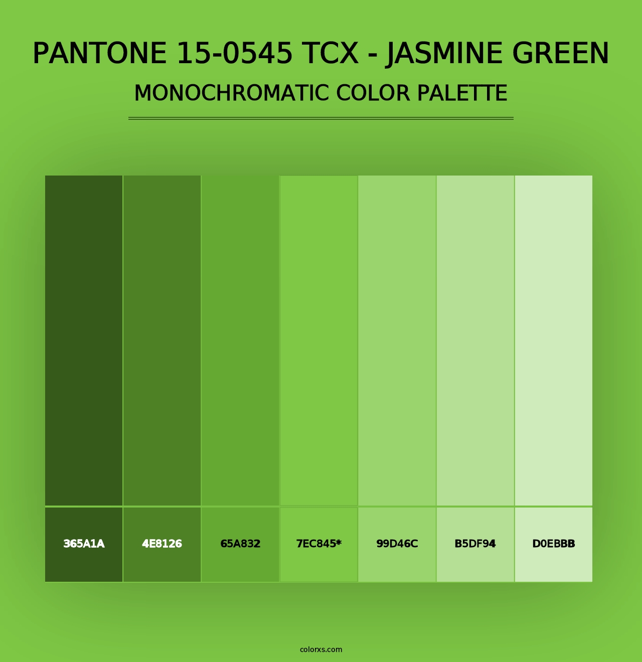 PANTONE 15-0545 TCX - Jasmine Green - Monochromatic Color Palette