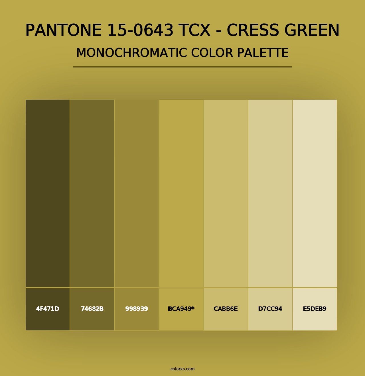 PANTONE 15-0643 TCX - Cress Green - Monochromatic Color Palette