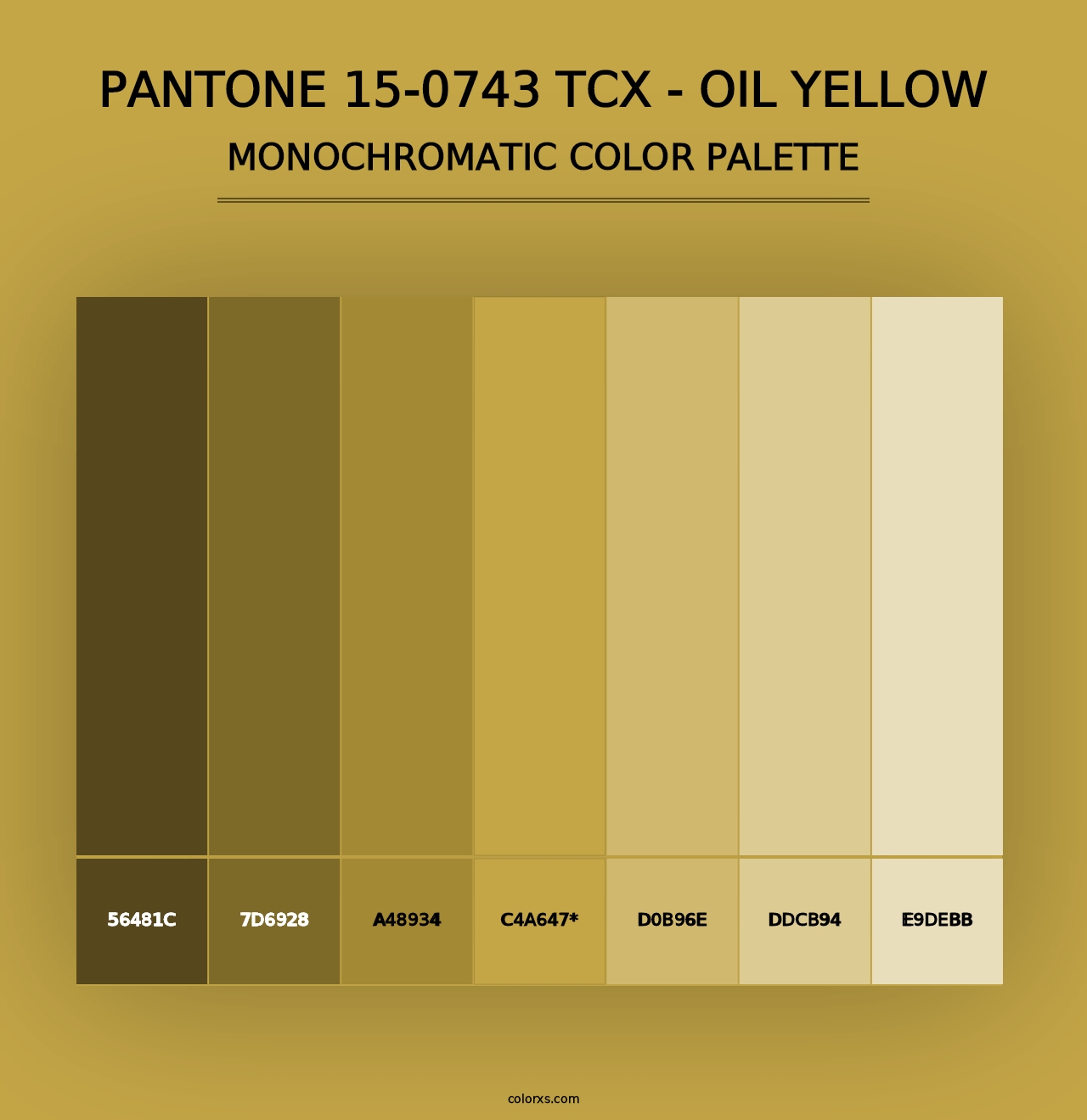 PANTONE 15-0743 TCX - Oil Yellow - Monochromatic Color Palette