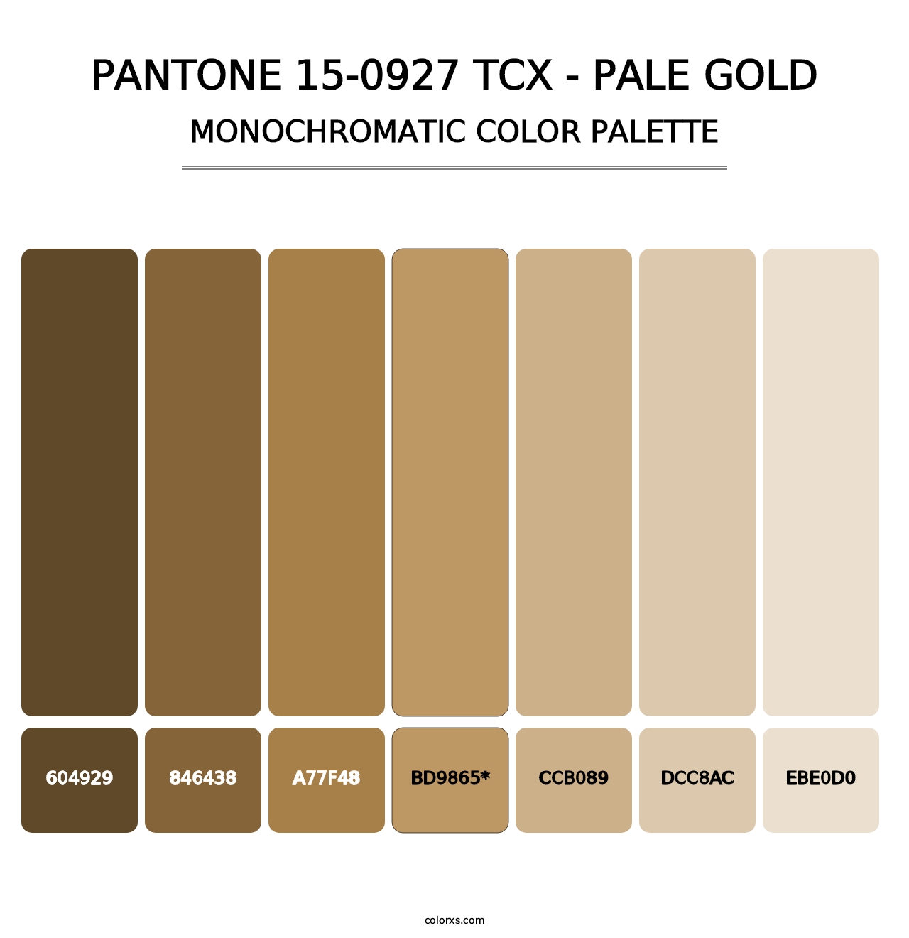 PANTONE 15-0927 TCX - Pale Gold - Monochromatic Color Palette