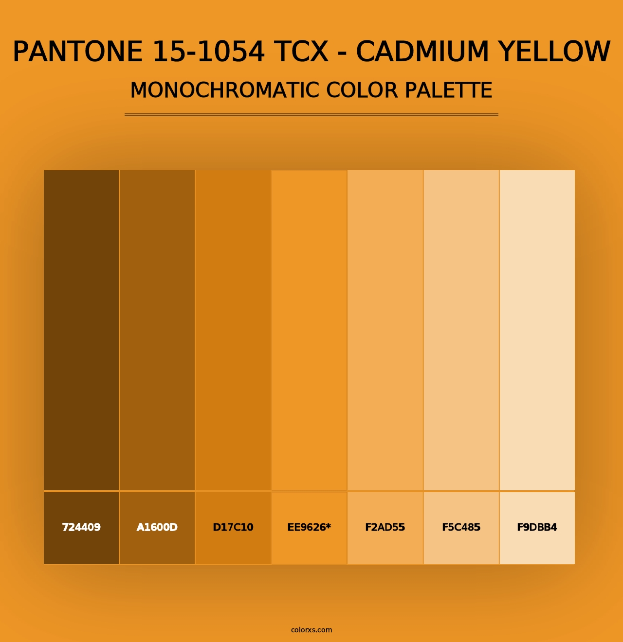 PANTONE 15-1054 TCX - Cadmium Yellow - Monochromatic Color Palette