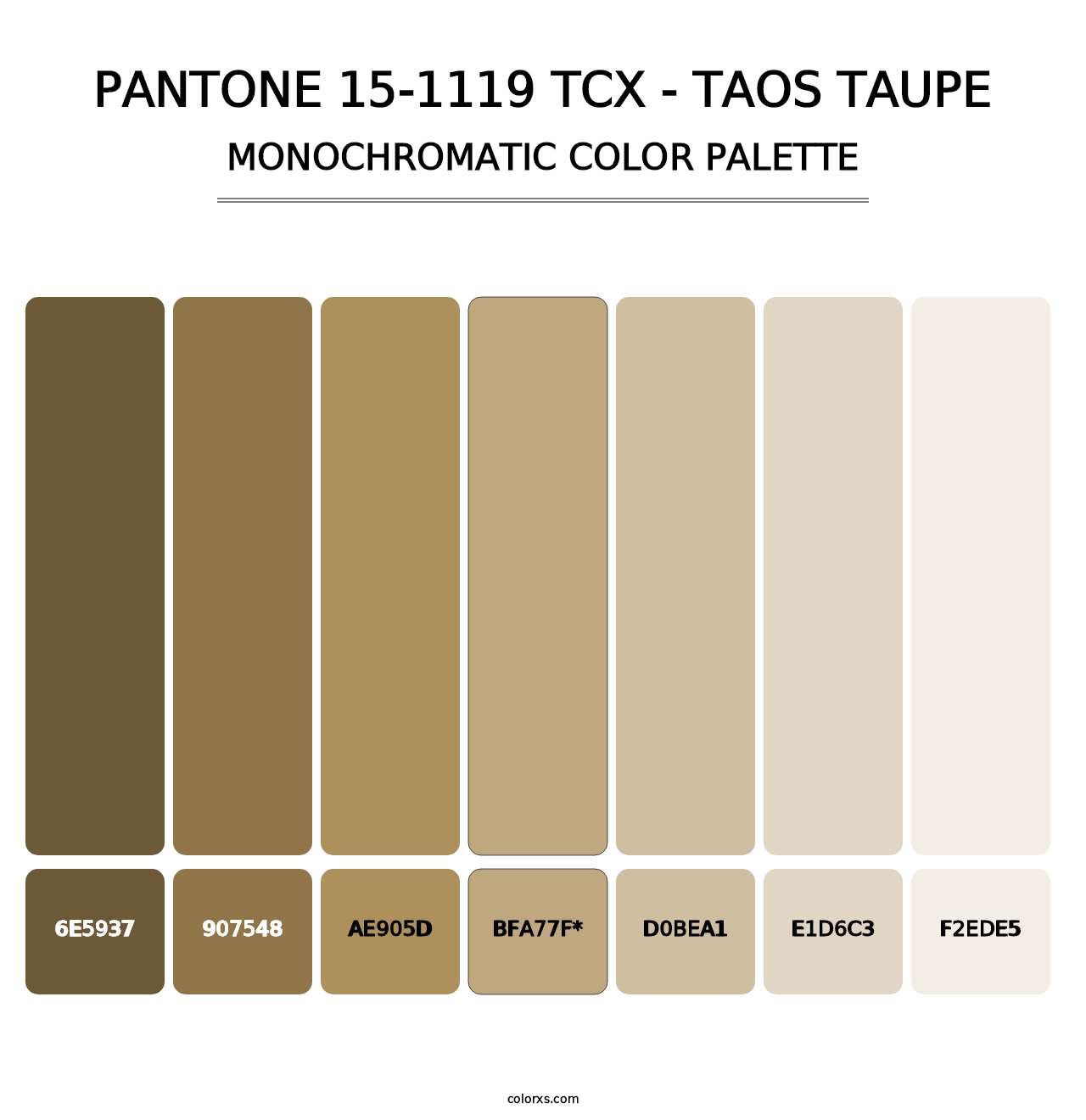 PANTONE 15-1119 TCX - Taos Taupe - Monochromatic Color Palette