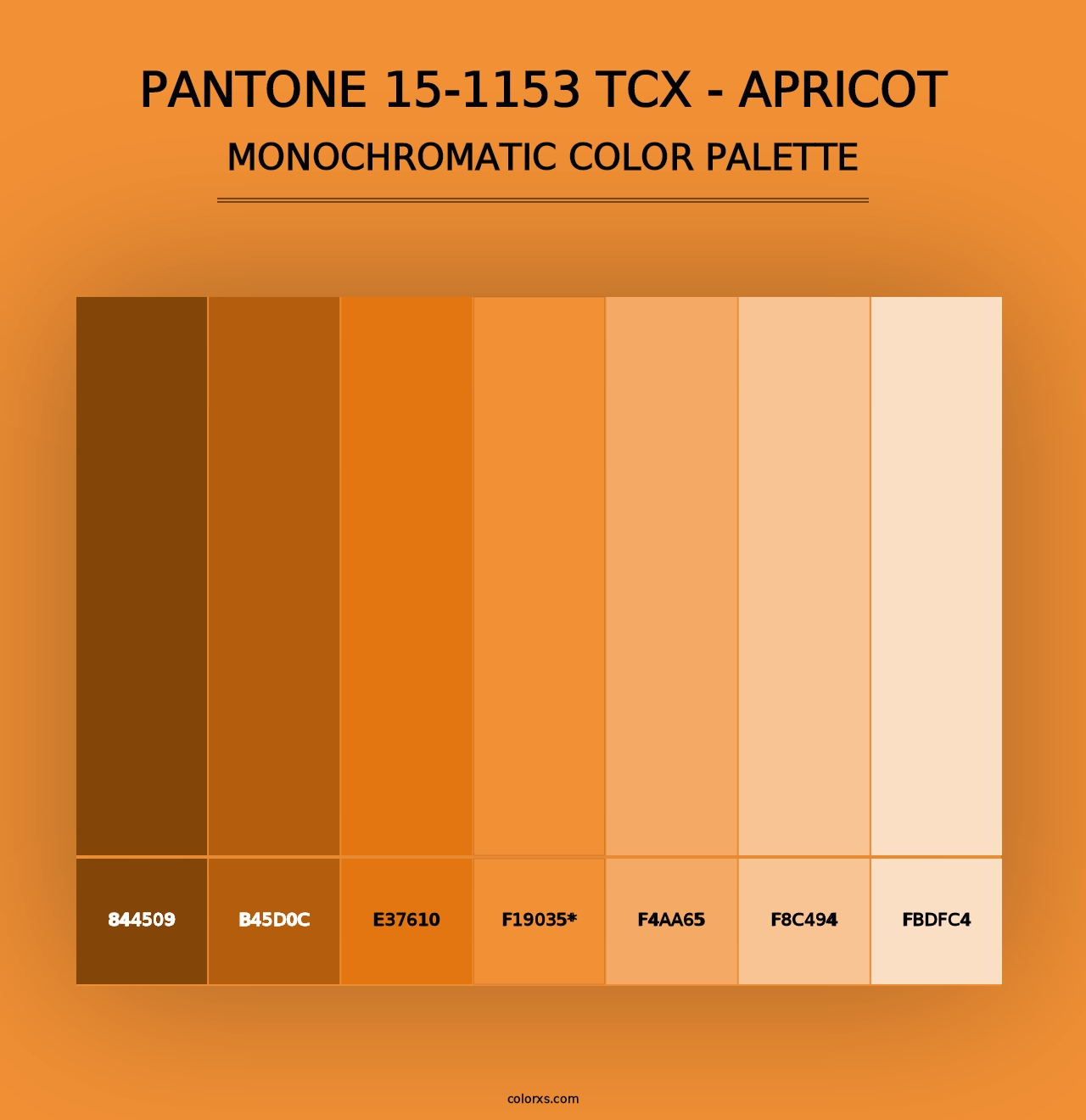 PANTONE 15-1153 TCX - Apricot - Monochromatic Color Palette