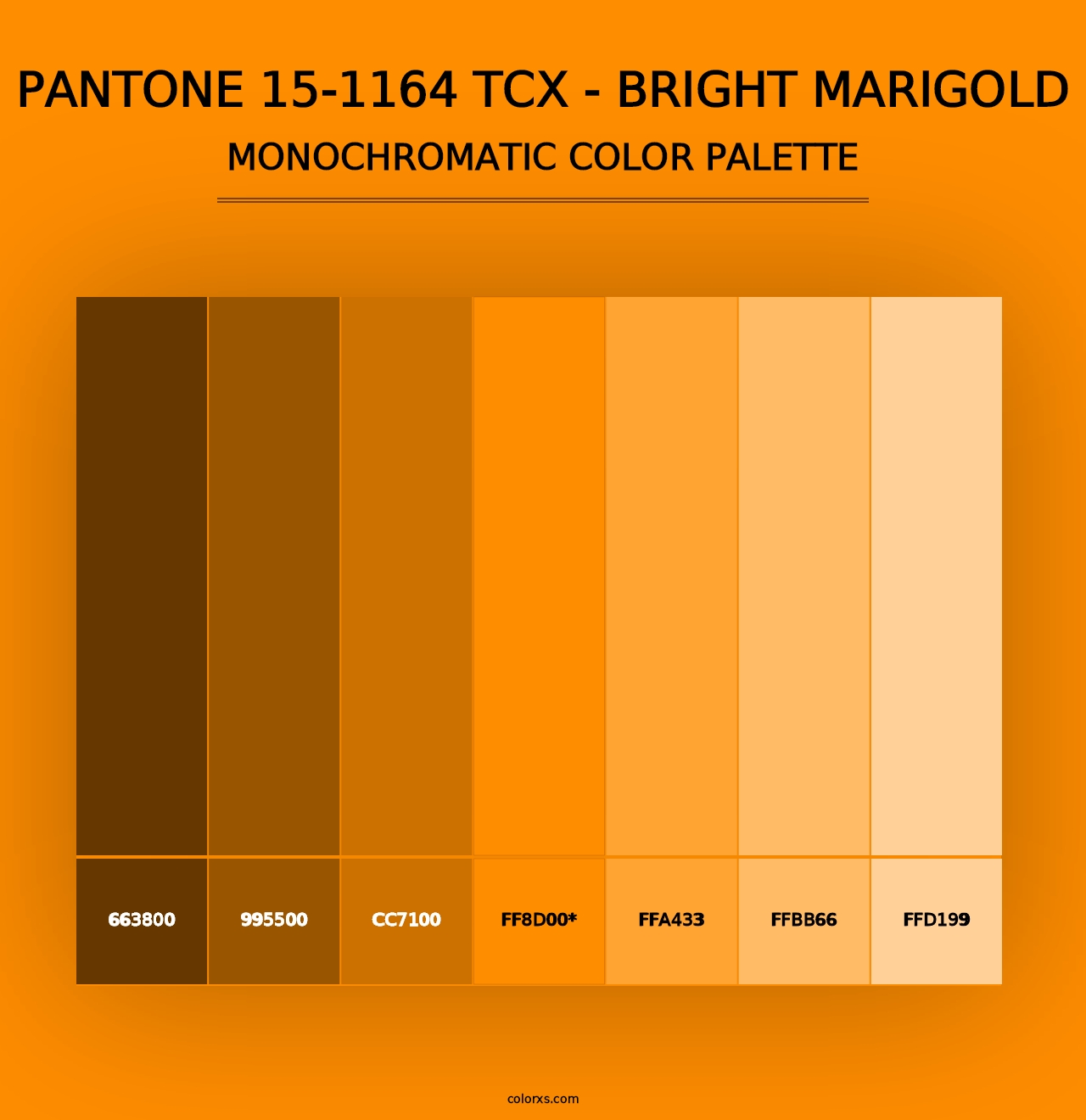 PANTONE 15-1164 TCX - Bright Marigold - Monochromatic Color Palette