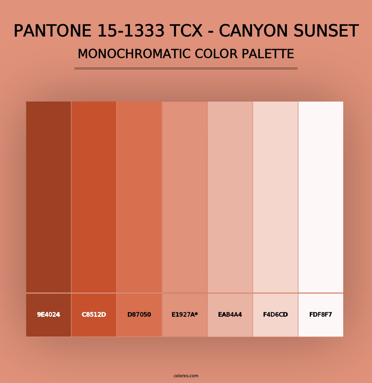 PANTONE 15-1333 TCX - Canyon Sunset - Monochromatic Color Palette