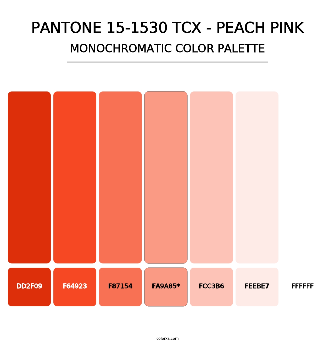 PANTONE 15-1530 TCX - Peach Pink - Monochromatic Color Palette