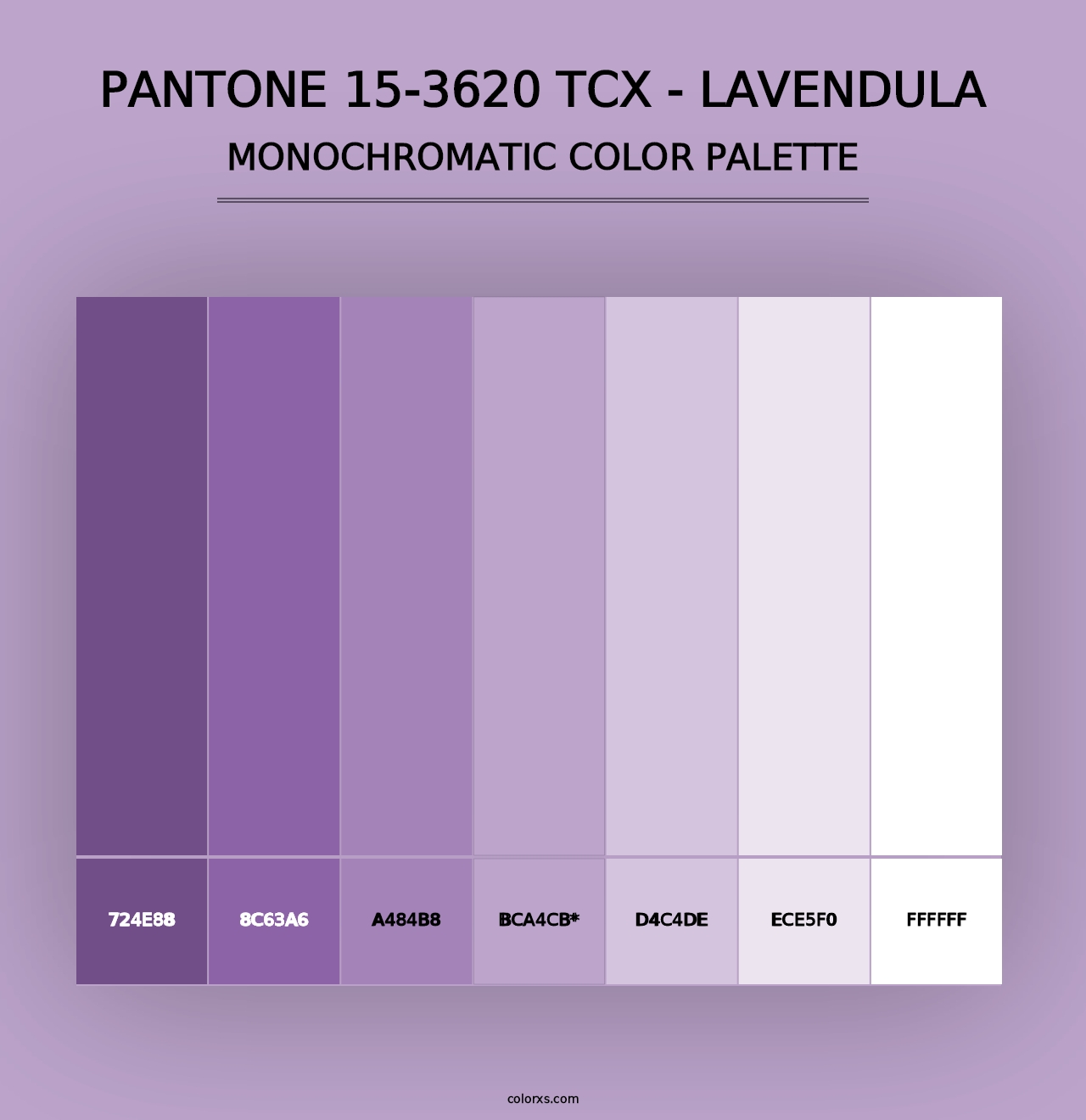 PANTONE 15-3620 TCX - Lavendula - Monochromatic Color Palette