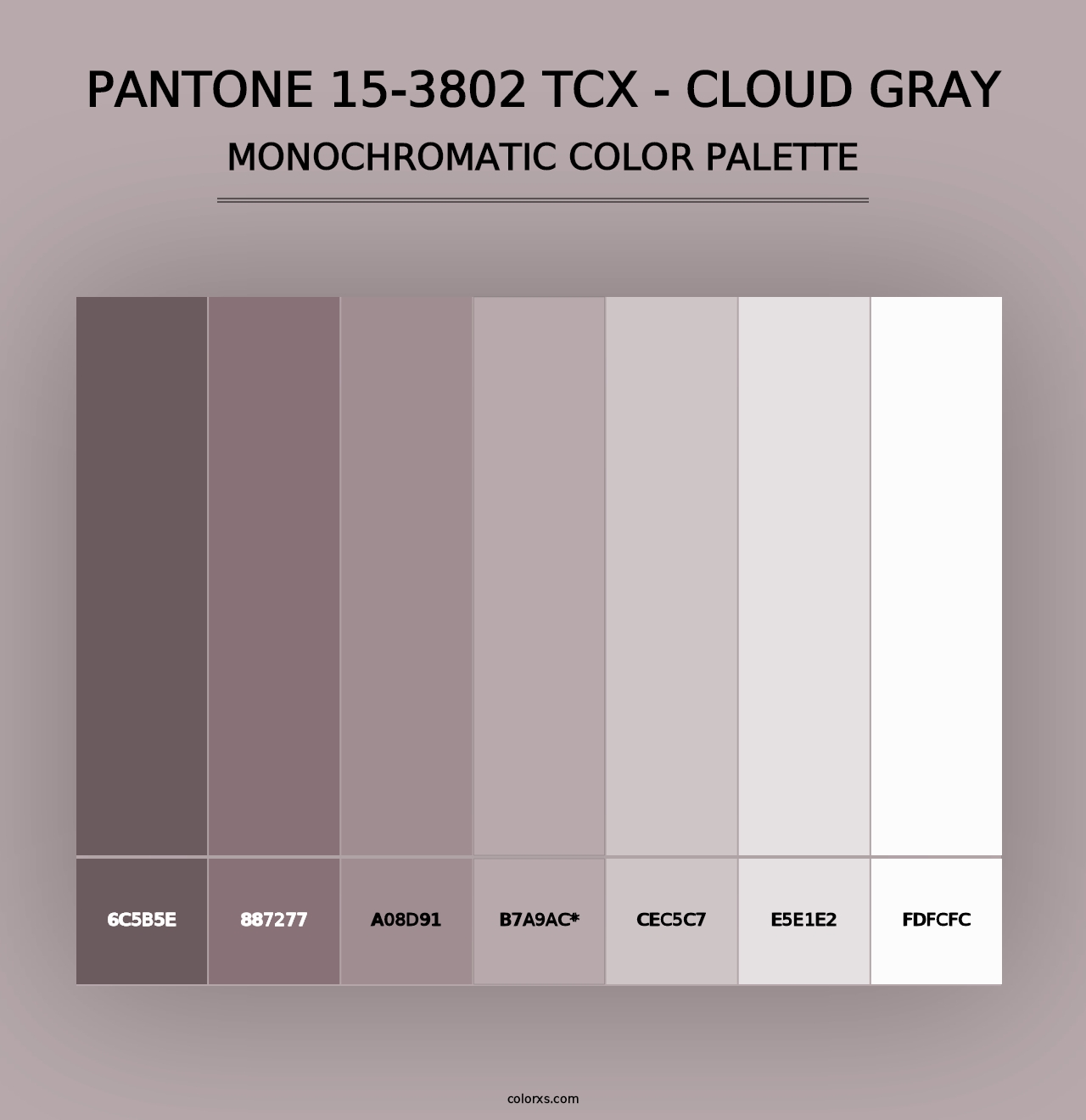 PANTONE 15-3802 TCX - Cloud Gray - Monochromatic Color Palette