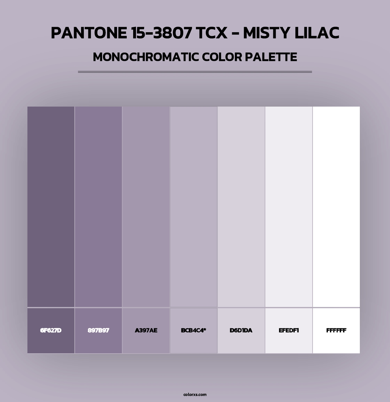 PANTONE 15-3807 TCX - Misty Lilac - Monochromatic Color Palette