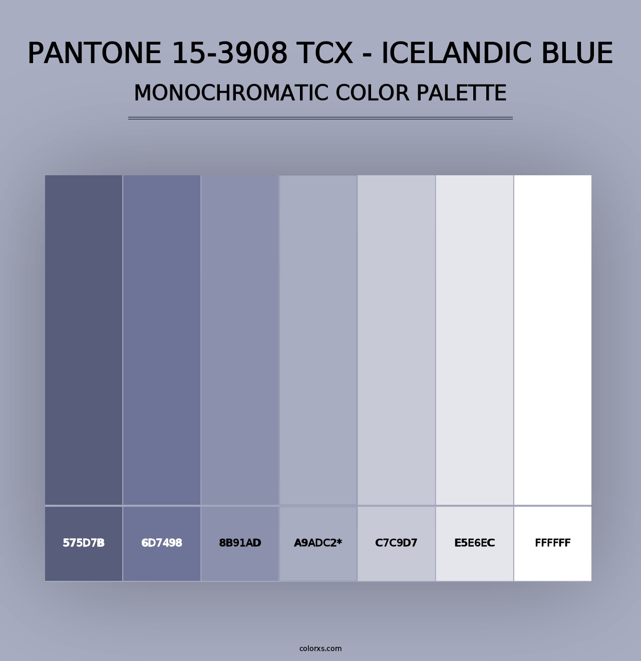 PANTONE 15-3908 TCX - Icelandic Blue - Monochromatic Color Palette