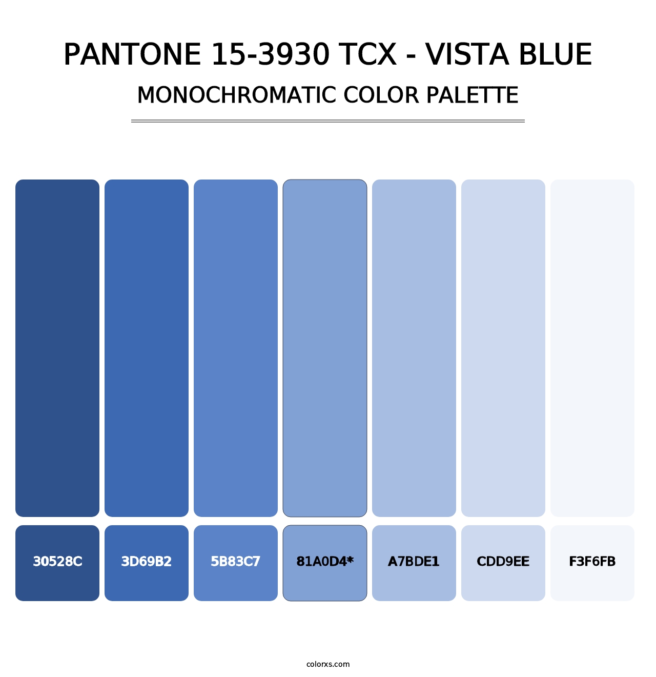 PANTONE 15-3930 TCX - Vista Blue - Monochromatic Color Palette