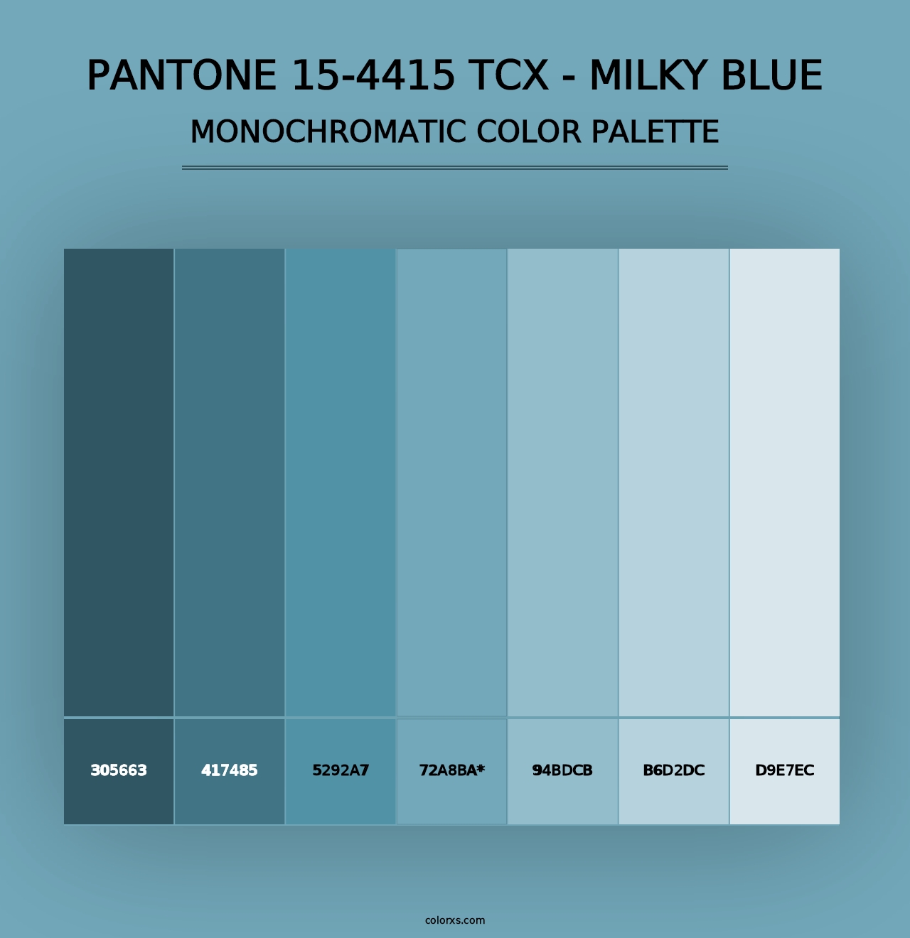 PANTONE 15-4415 TCX - Milky Blue - Monochromatic Color Palette