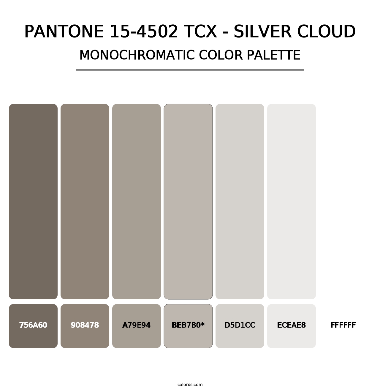 PANTONE 15-4502 TCX - Silver Cloud - Monochromatic Color Palette