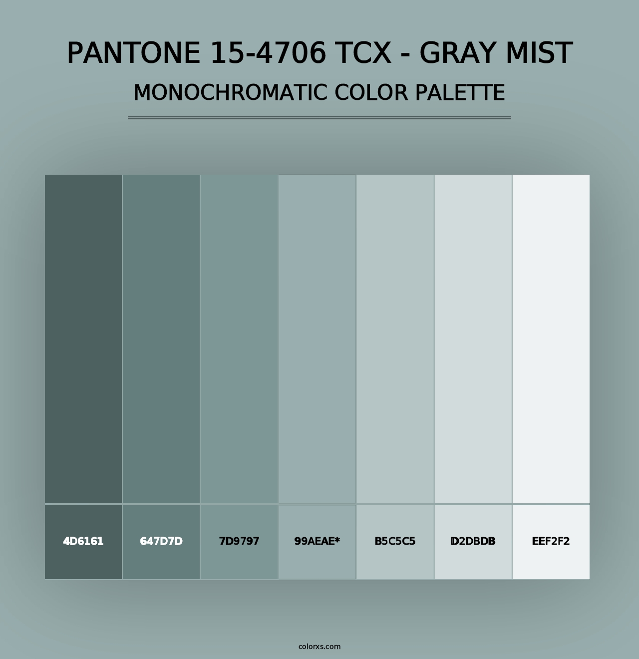 PANTONE 15-4706 TCX - Gray Mist - Monochromatic Color Palette