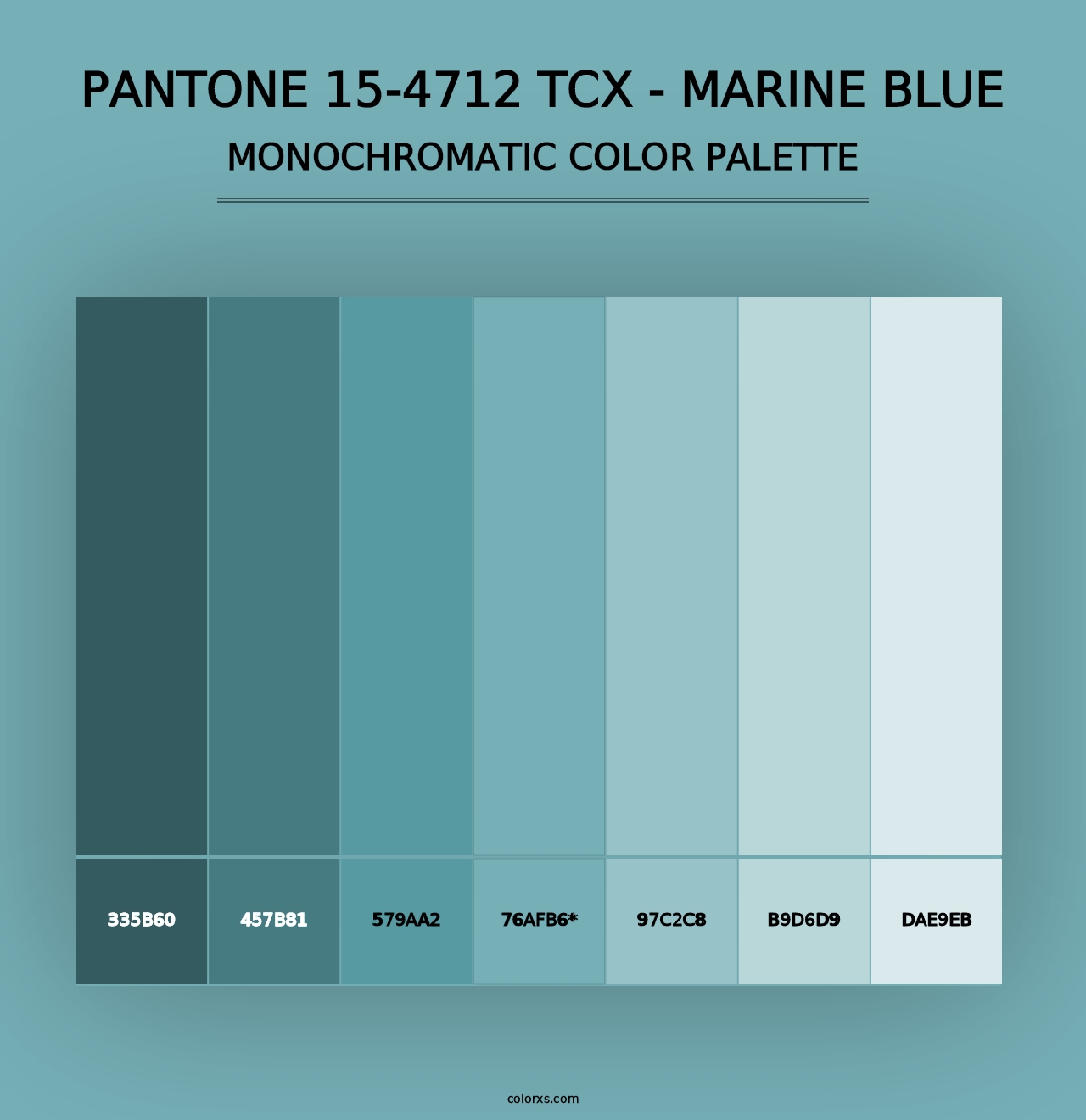 PANTONE 15-4712 TCX - Marine Blue - Monochromatic Color Palette