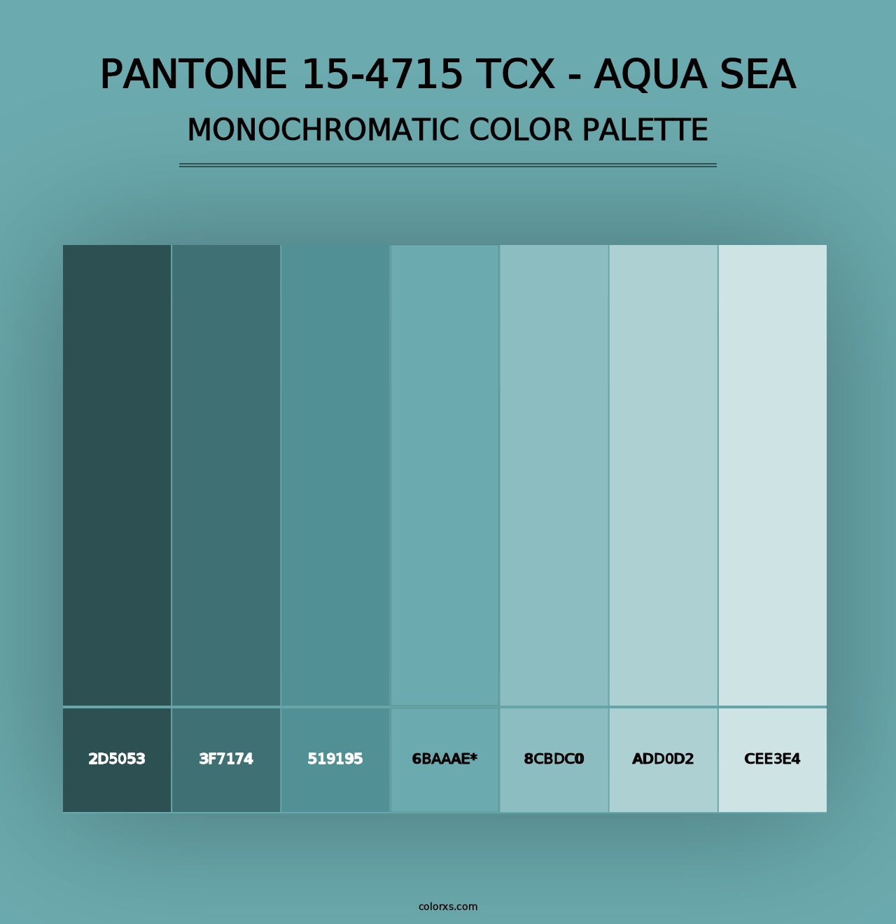 PANTONE 15-4715 TCX - Aqua Sea - Monochromatic Color Palette