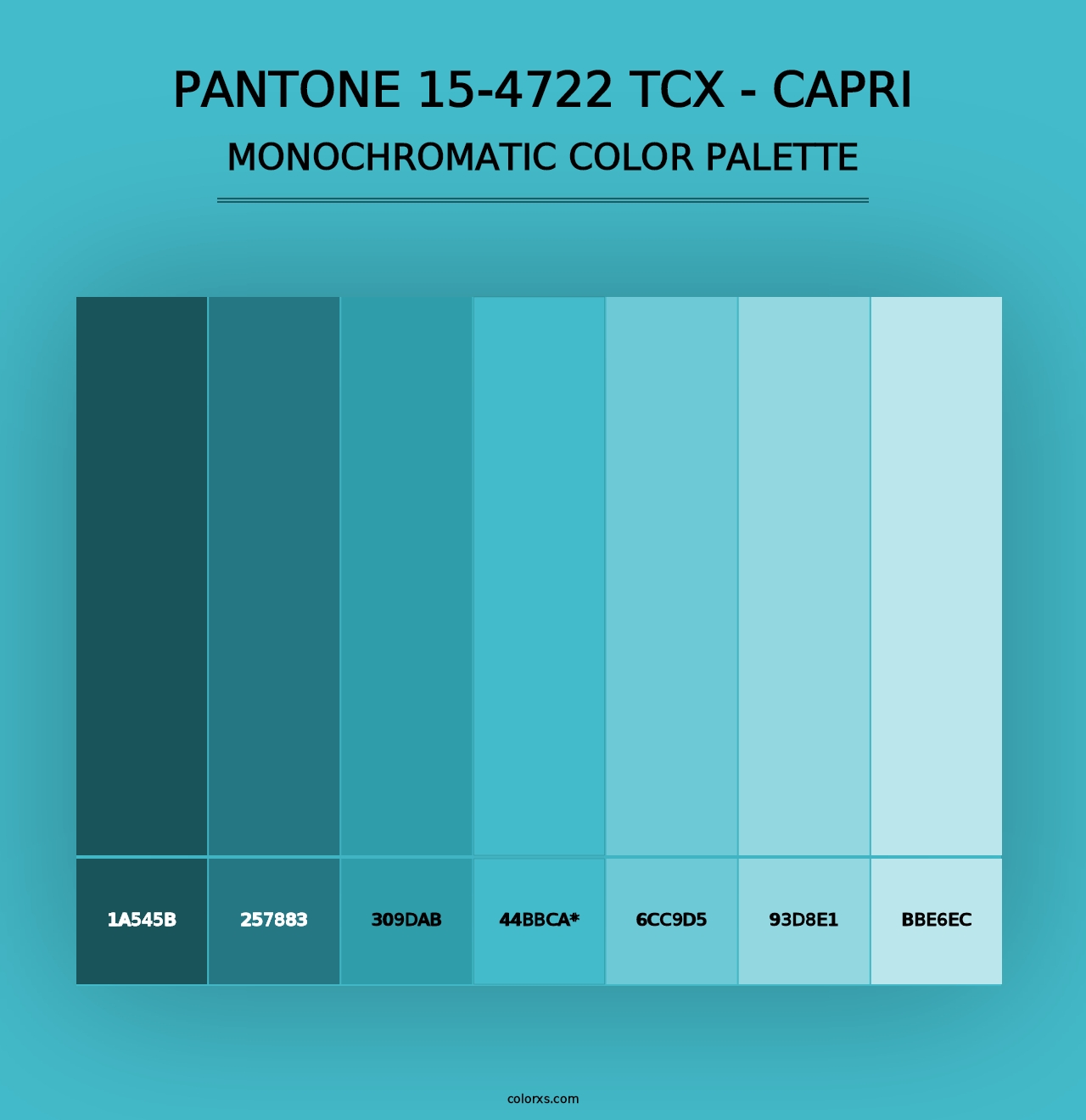 PANTONE 15-4722 TCX - Capri - Monochromatic Color Palette