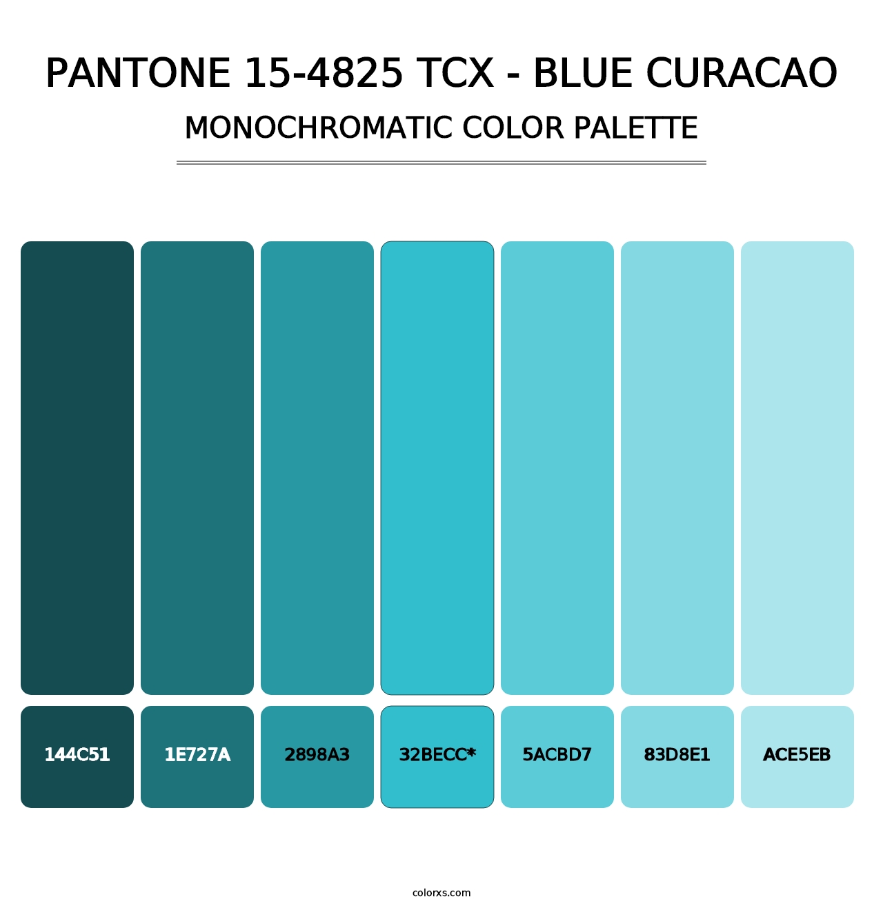 PANTONE 15-4825 TCX - Blue Curacao - Monochromatic Color Palette