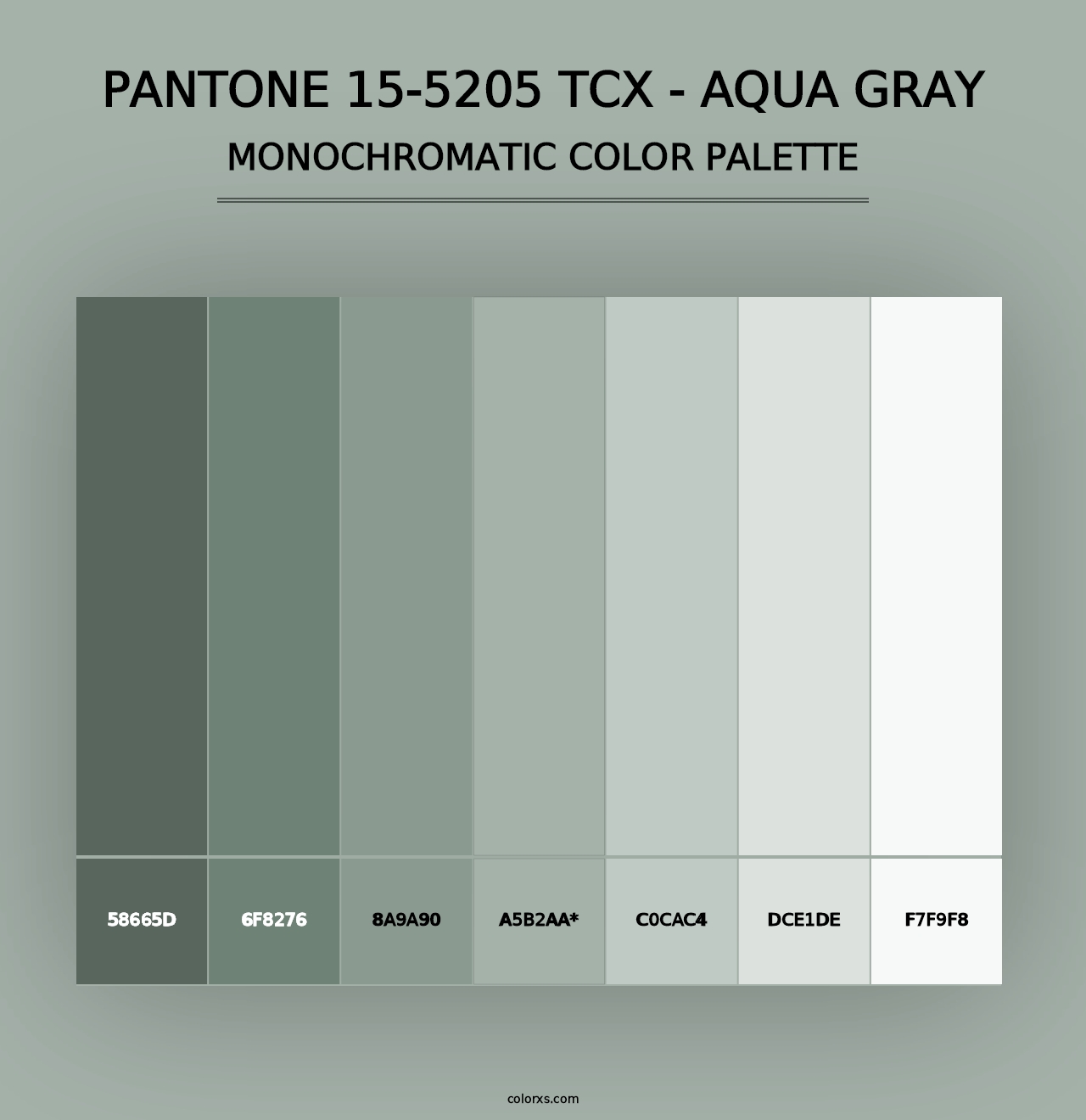 PANTONE 15-5205 TCX - Aqua Gray - Monochromatic Color Palette