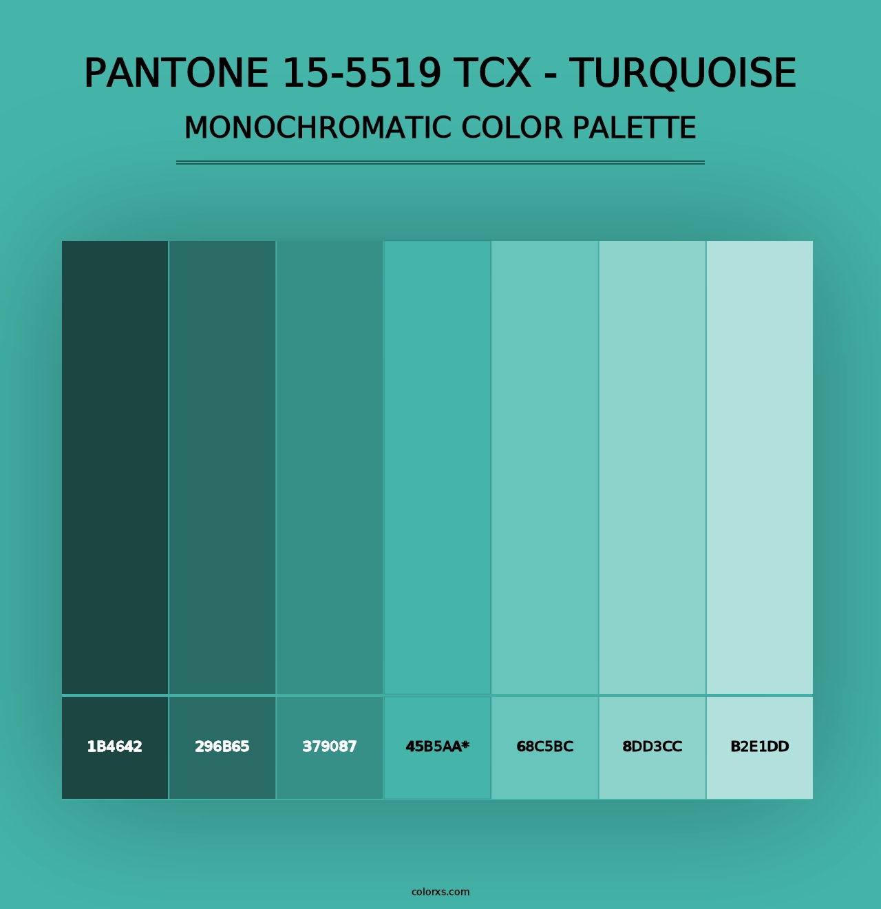 PANTONE 15-5519 TCX - Turquoise - Monochromatic Color Palette