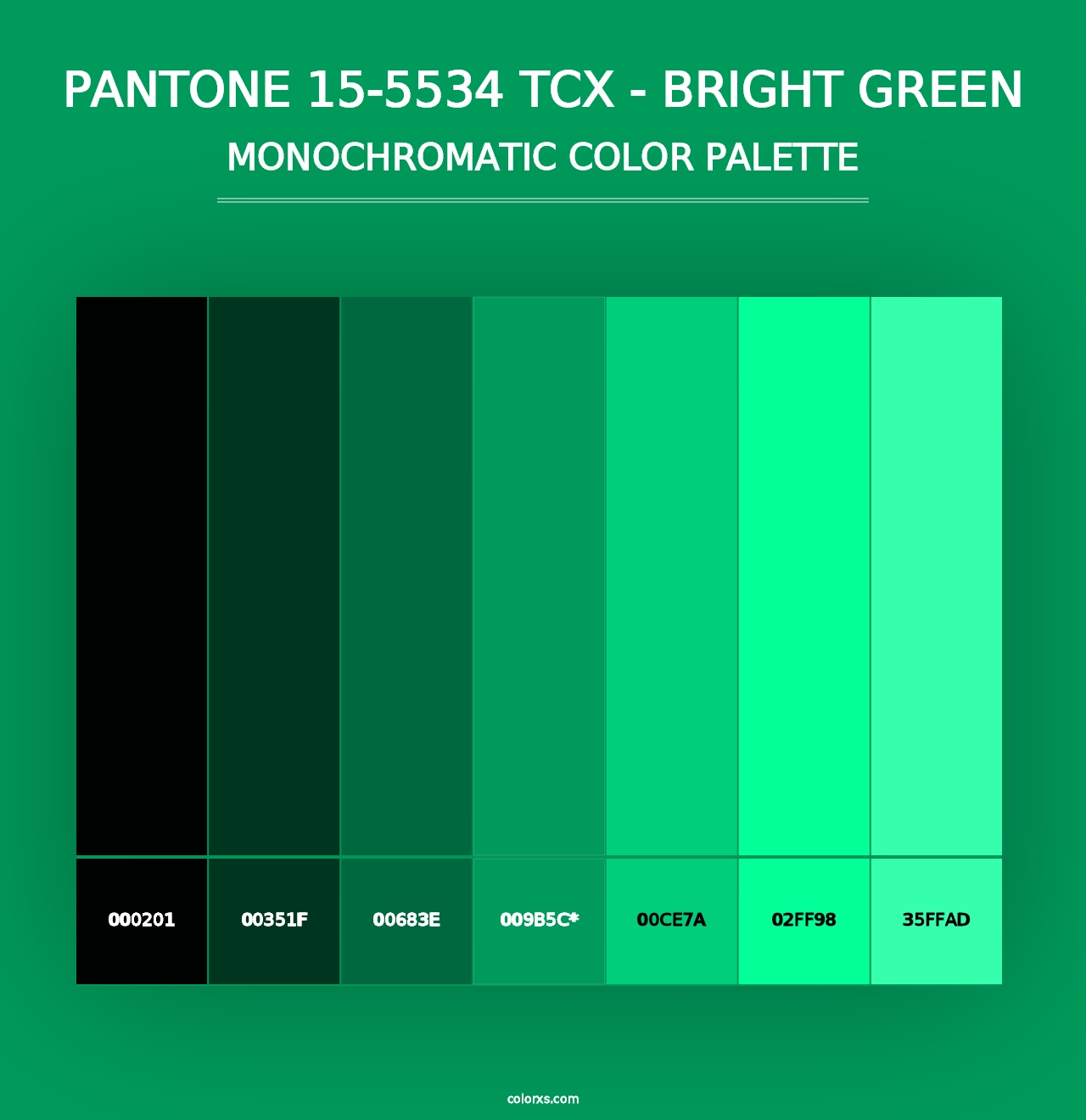 PANTONE 15-5534 TCX - Bright Green - Monochromatic Color Palette