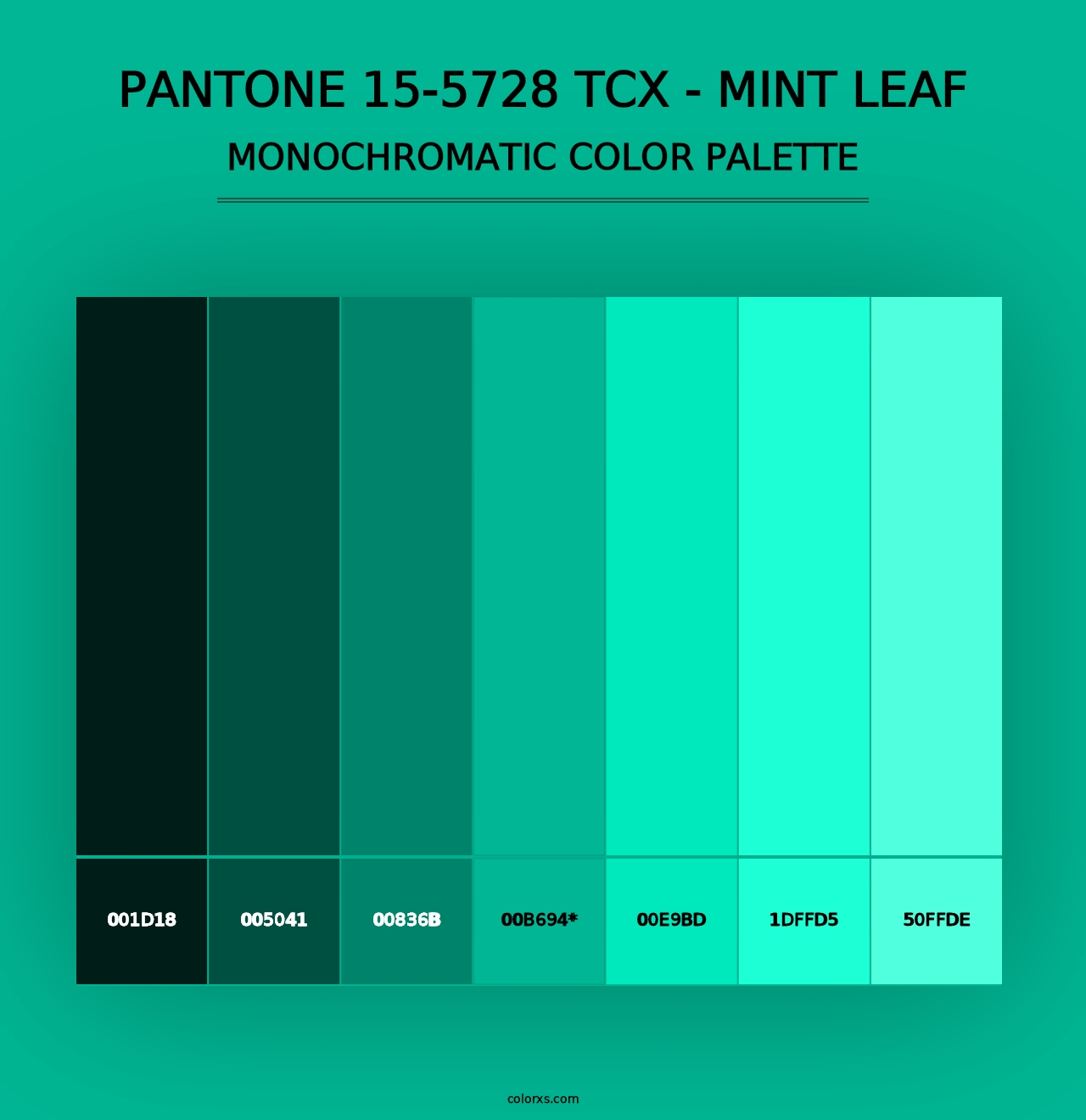 PANTONE 15-5728 TCX - Mint Leaf - Monochromatic Color Palette