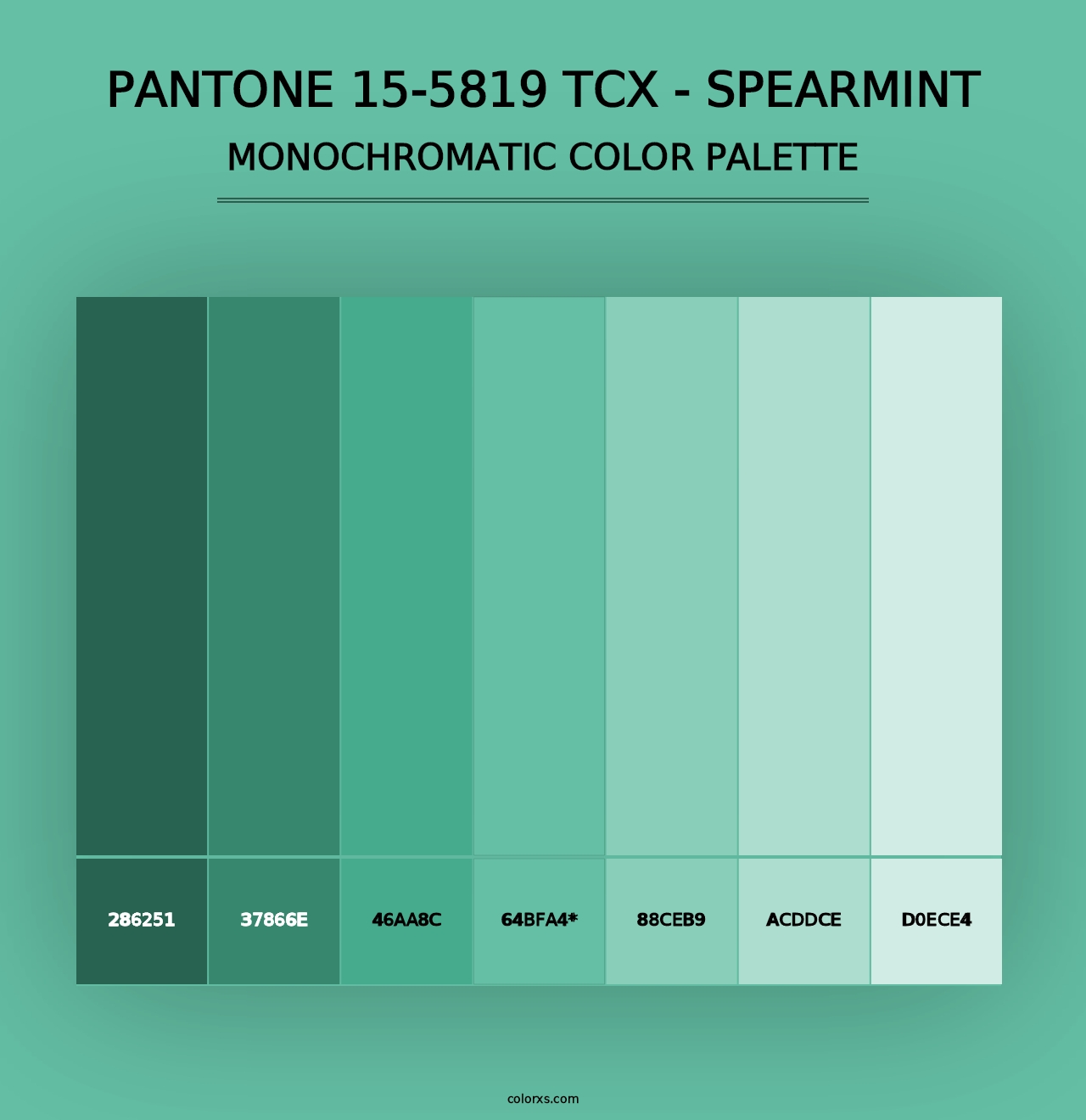 PANTONE 15-5819 TCX - Spearmint - Monochromatic Color Palette