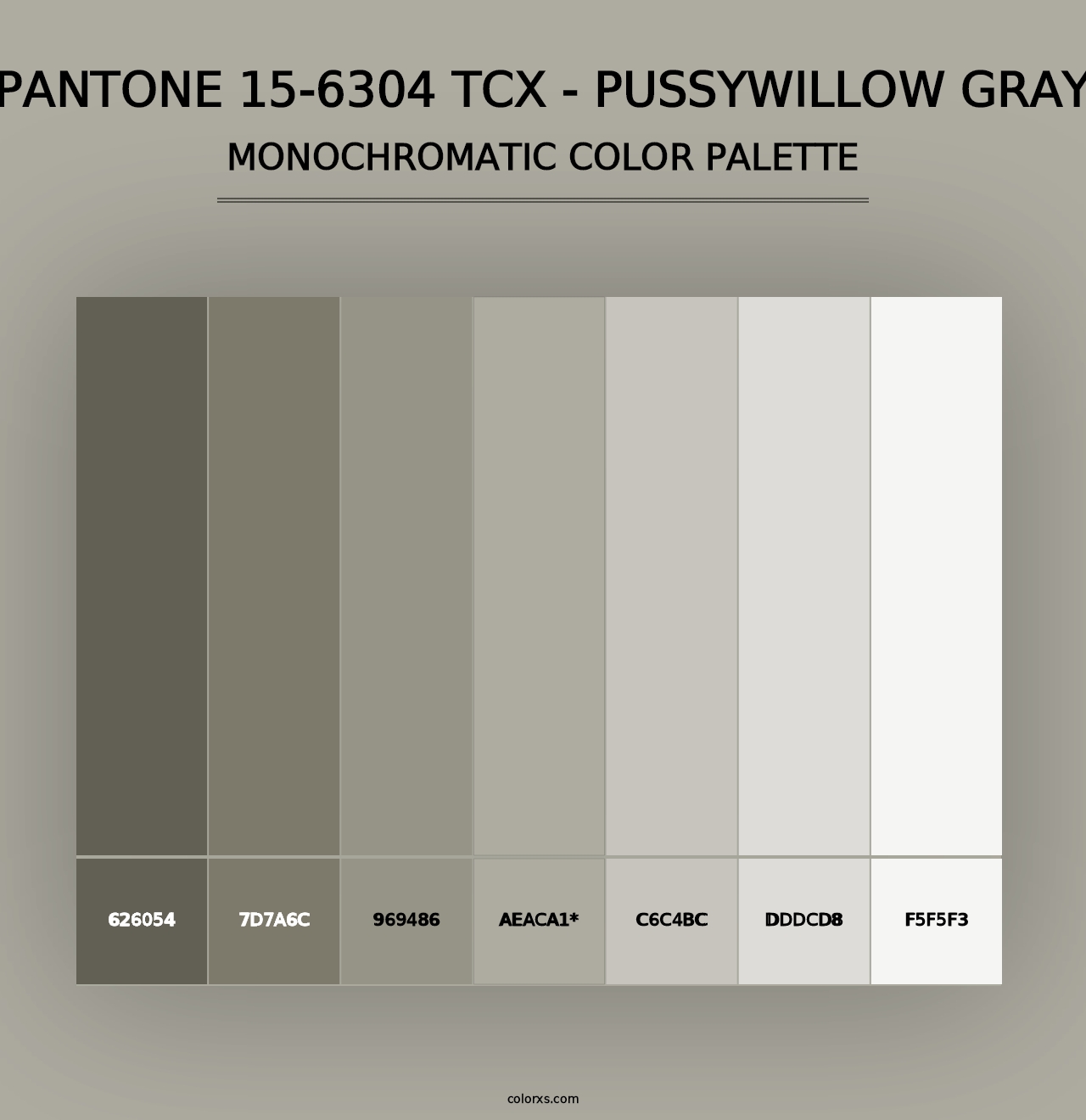 PANTONE 15-6304 TCX - Pussywillow Gray - Monochromatic Color Palette