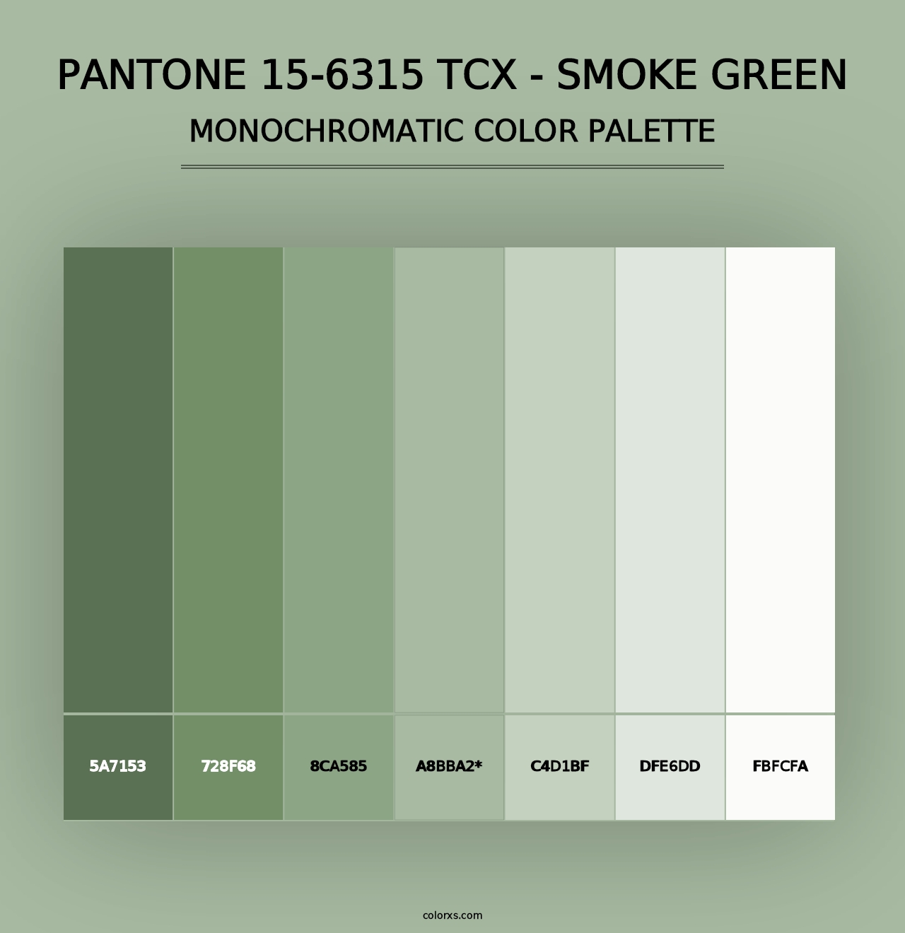 PANTONE 15-6315 TCX - Smoke Green - Monochromatic Color Palette