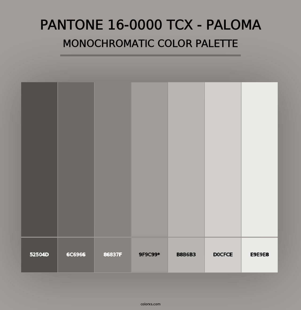 PANTONE 16-0000 TCX - Paloma - Monochromatic Color Palette