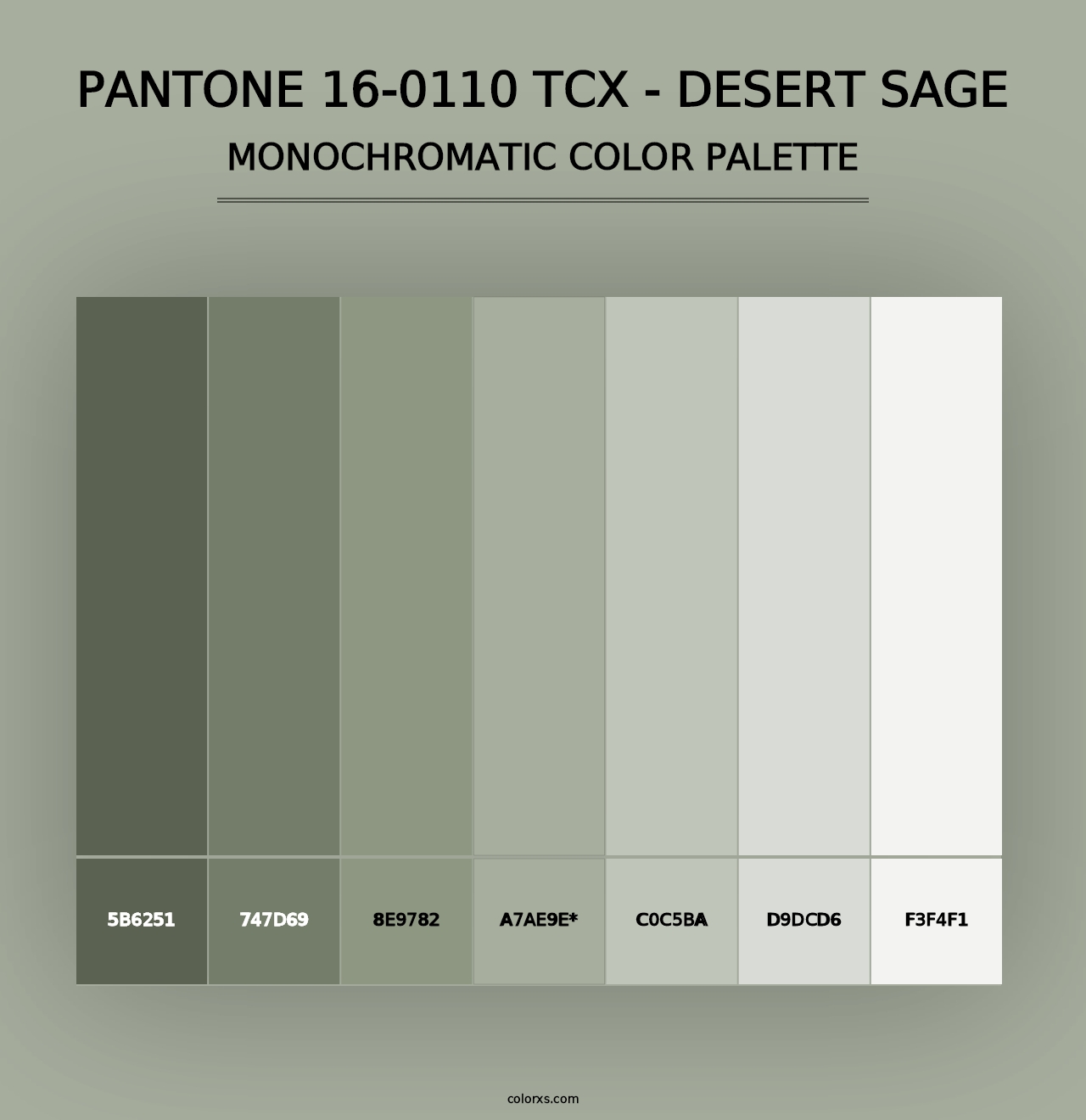 PANTONE 16-0110 TCX - Desert Sage - Monochromatic Color Palette