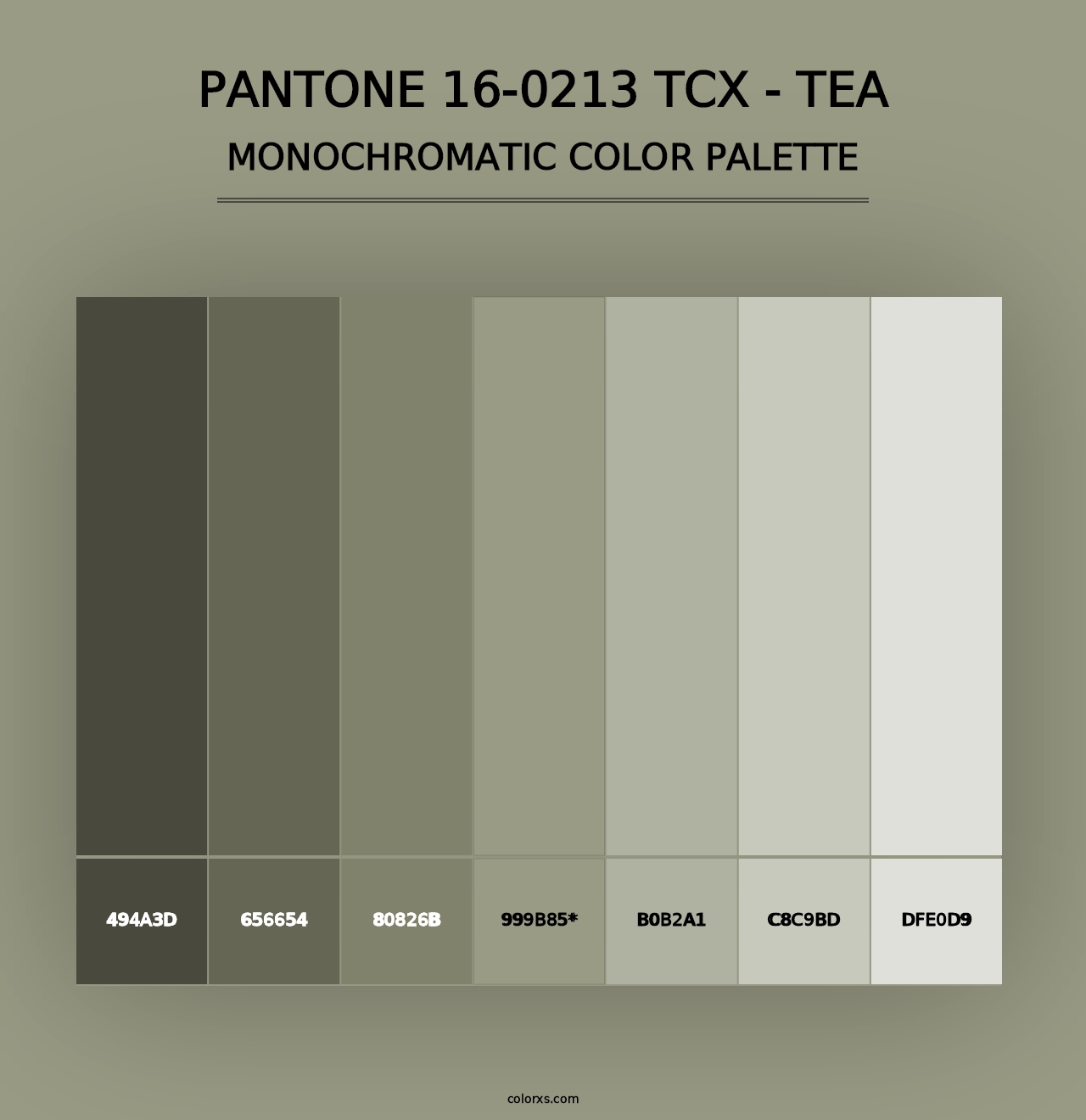 PANTONE 16-0213 TCX - Tea - Monochromatic Color Palette