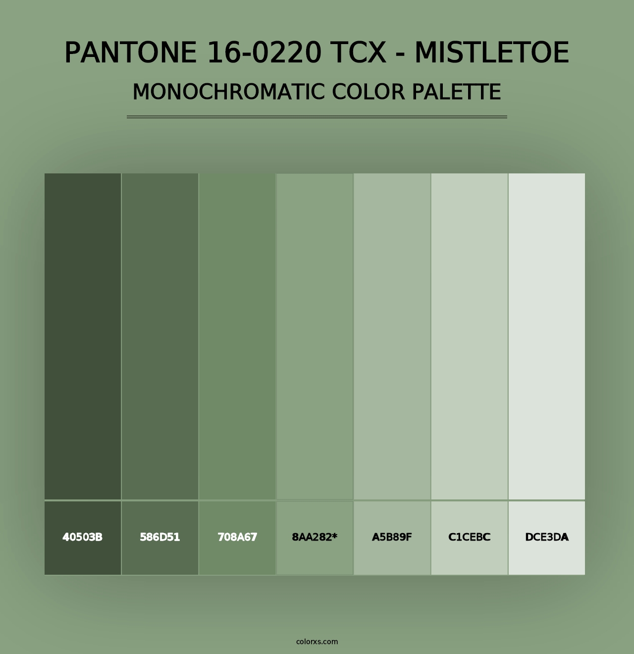 PANTONE 16-0220 TCX - Mistletoe - Monochromatic Color Palette