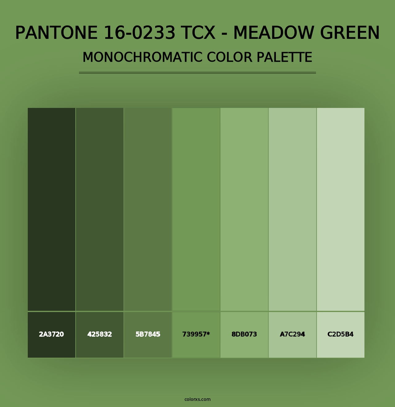 PANTONE 16-0233 TCX - Meadow Green - Monochromatic Color Palette