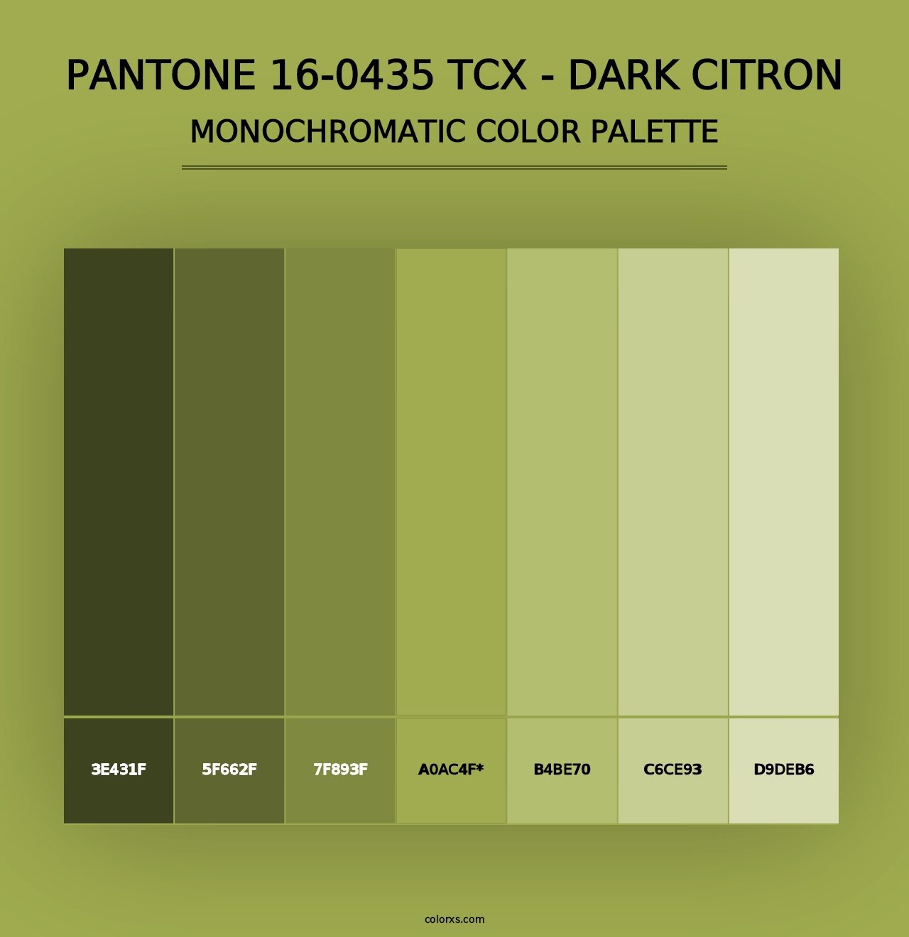 PANTONE 16-0435 TCX - Dark Citron - Monochromatic Color Palette