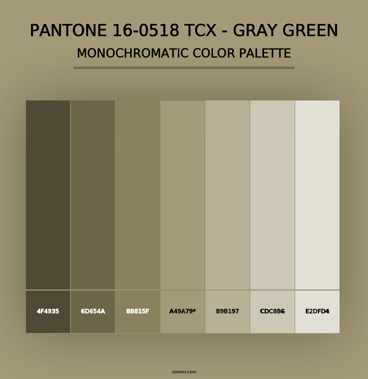 PANTONE 16-0518 TCX - Gray Green - Monochromatic Color Palette