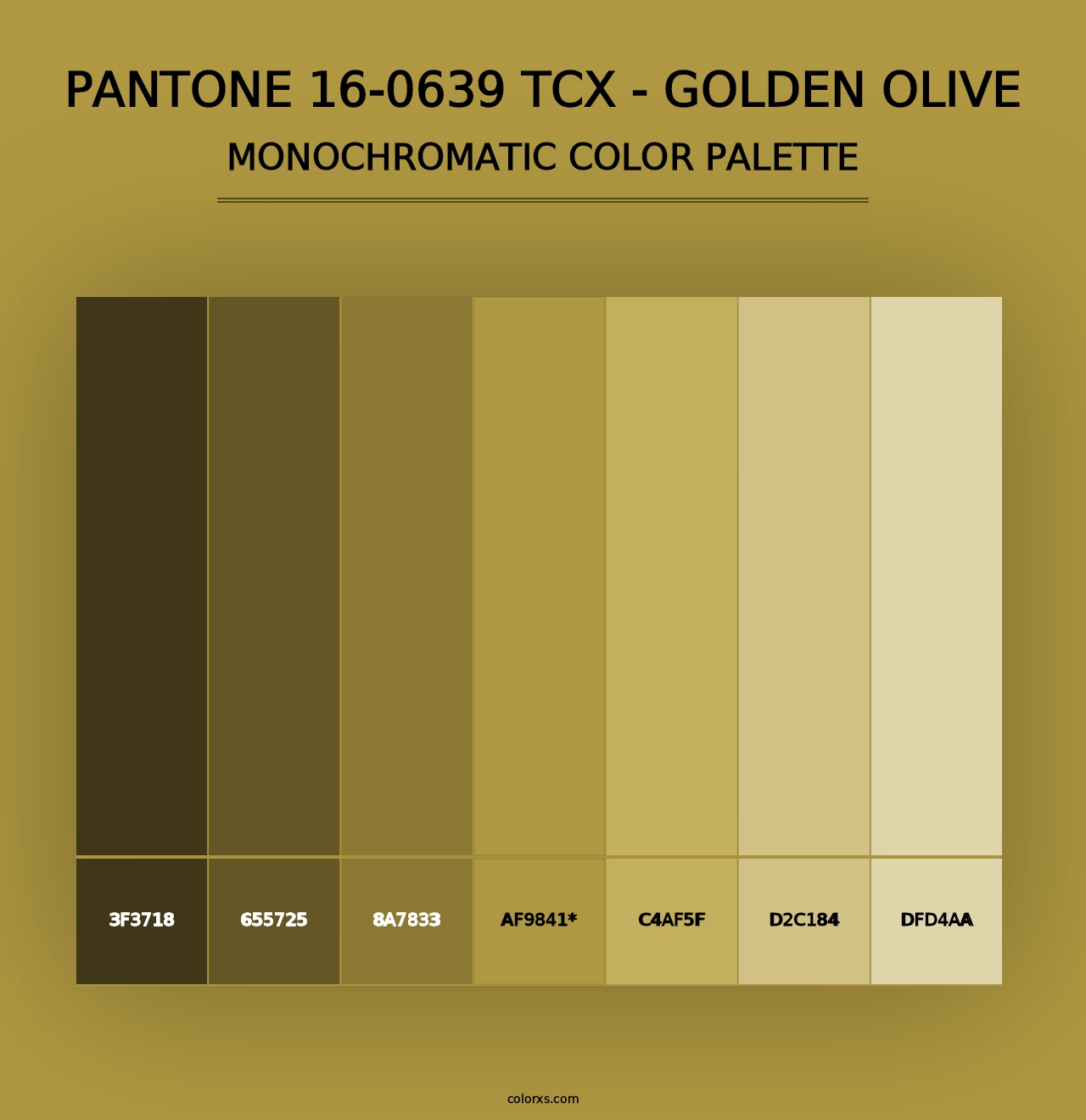 PANTONE 16-0639 TCX - Golden Olive - Monochromatic Color Palette