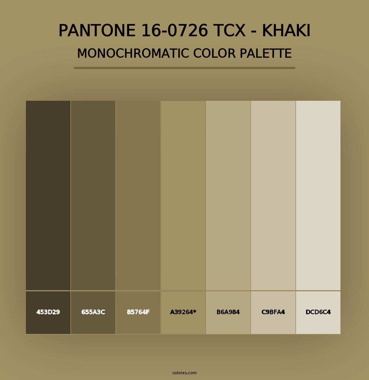 PANTONE 16-0726 TCX - Khaki - Monochromatic Color Palette