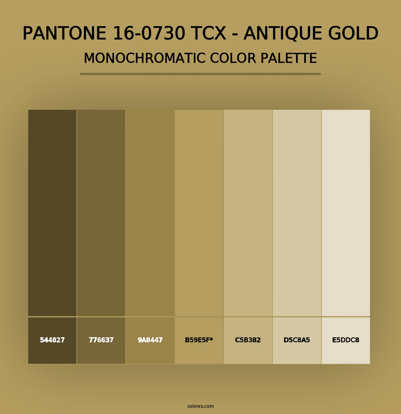 PANTONE 16-0730 TCX - Antique Gold - Monochromatic Color Palette