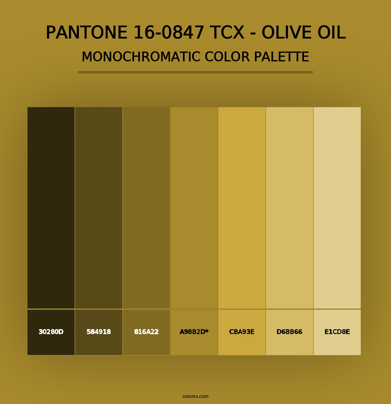 PANTONE 16-0847 TCX - Olive Oil - Monochromatic Color Palette