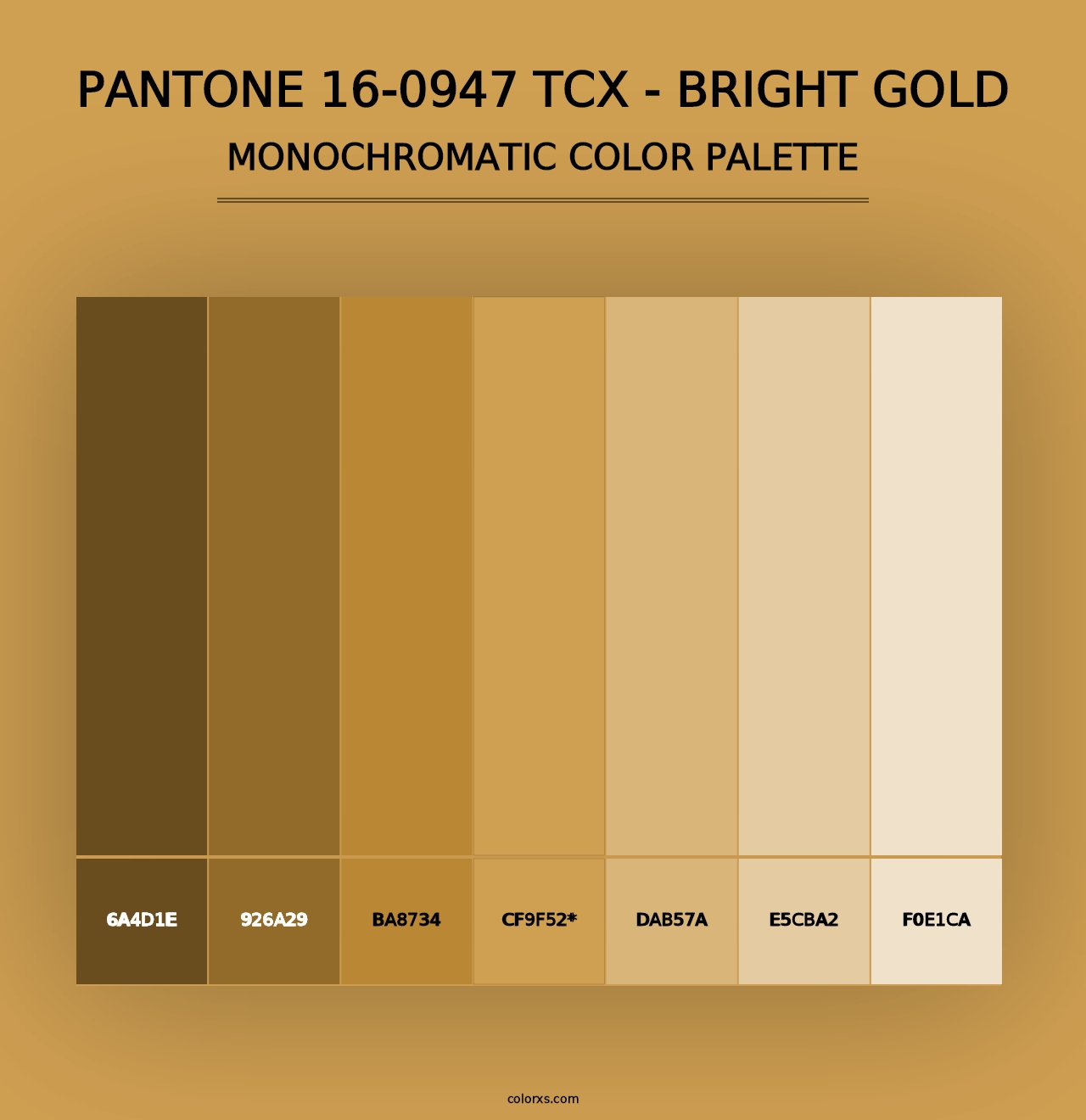 PANTONE 16-0947 TCX - Bright Gold - Monochromatic Color Palette